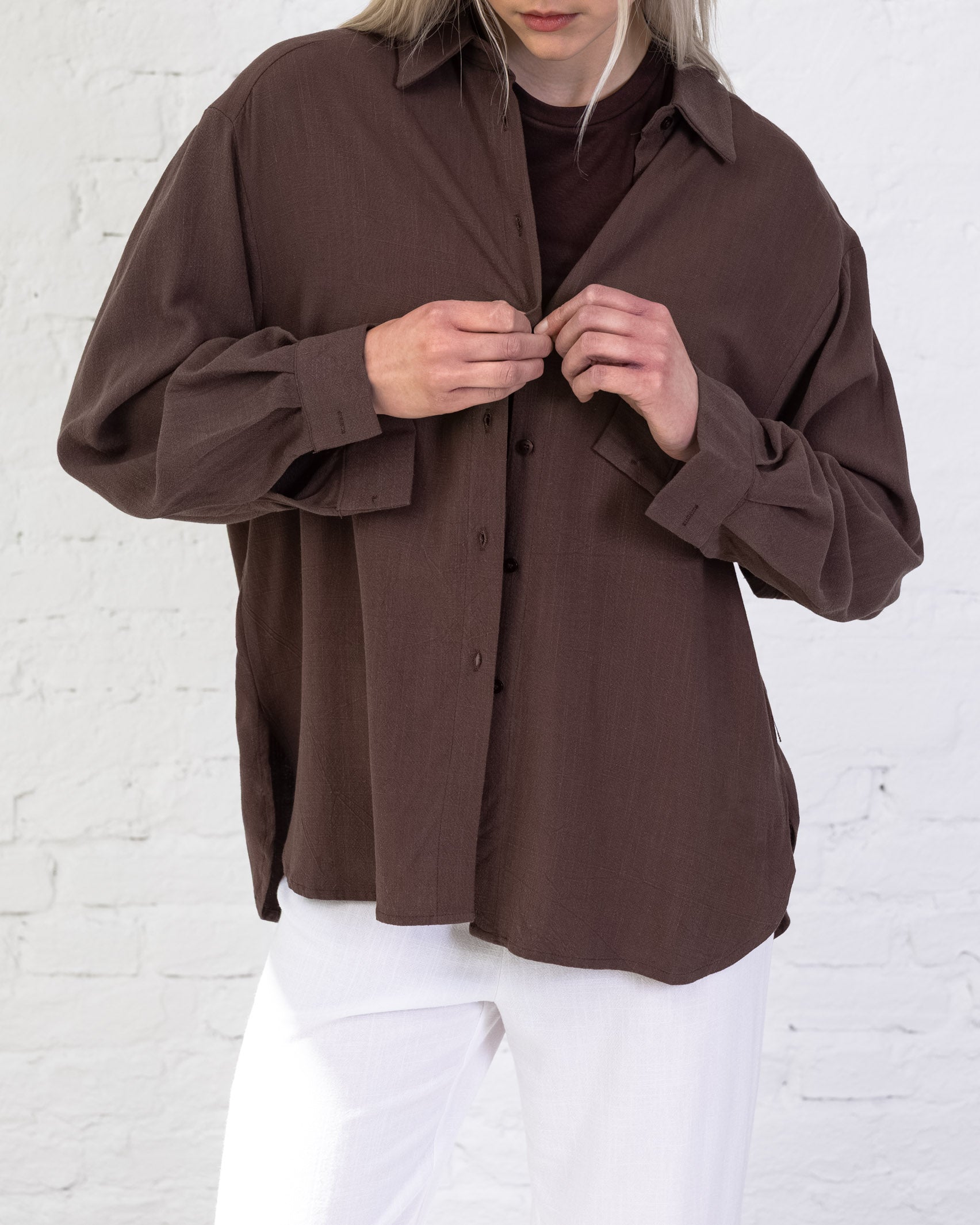 Klassische Bluse aus Leinen-Mix