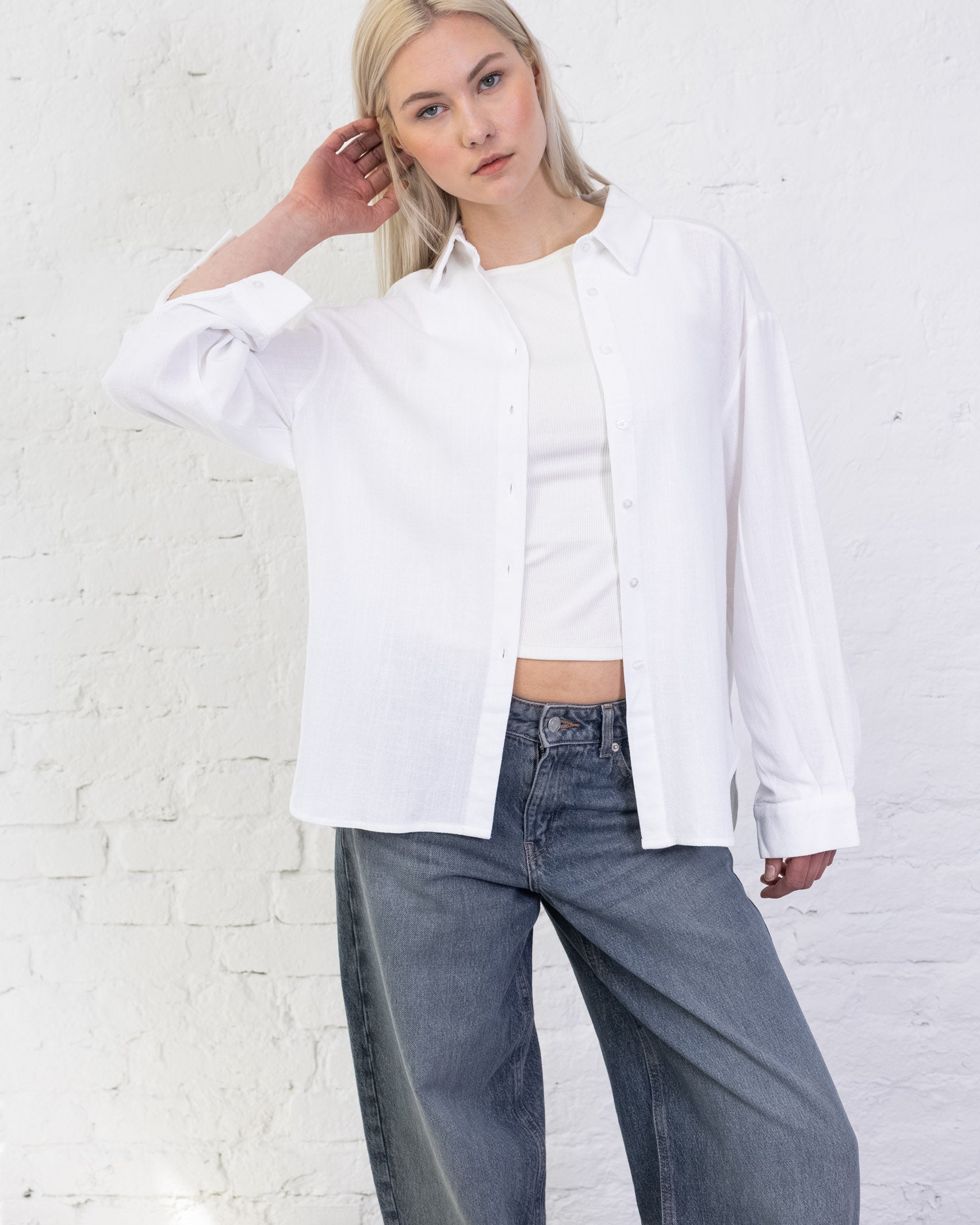 Klassische Bluse aus Leinen-Mix