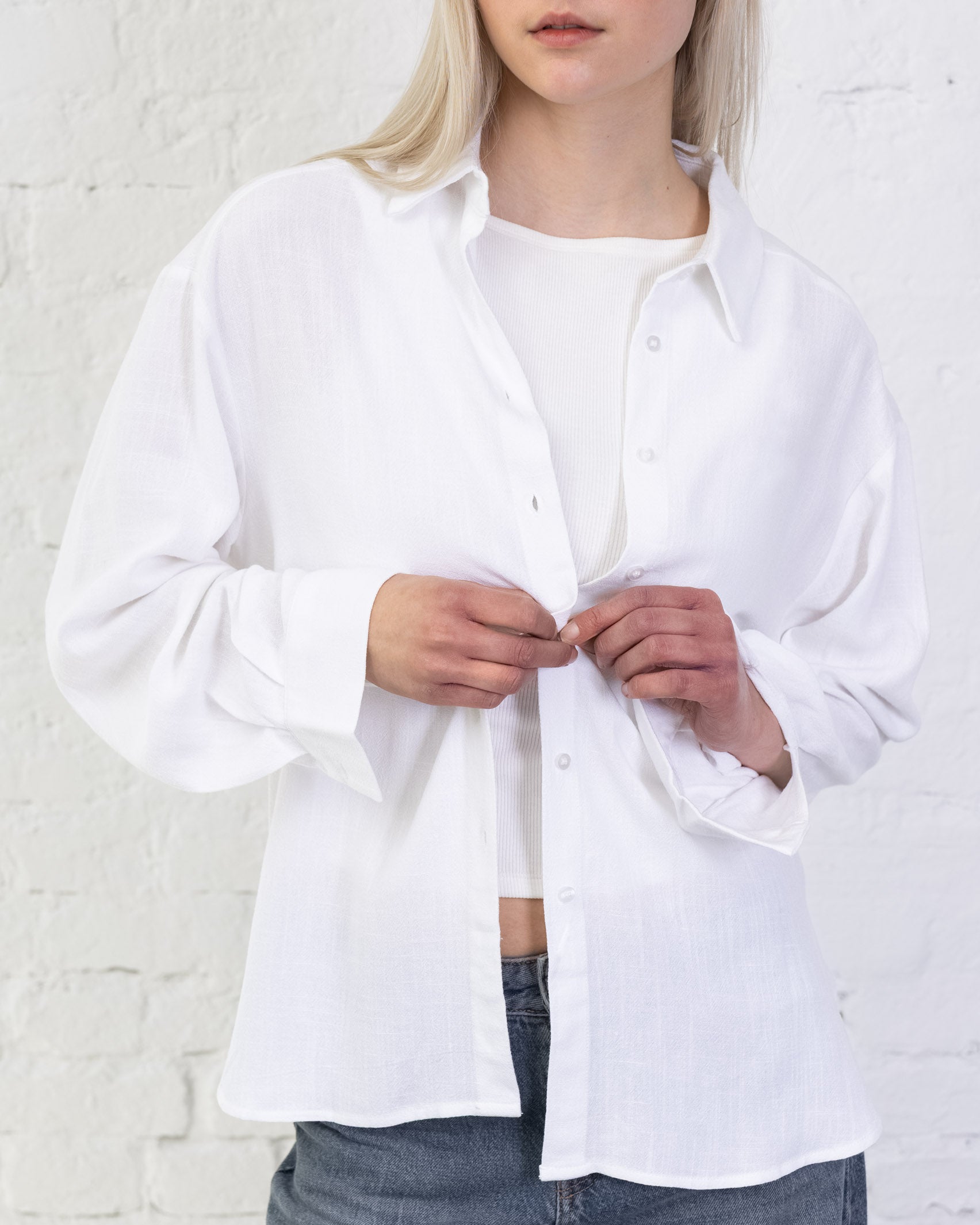 Klassische Bluse aus Leinen-Mix