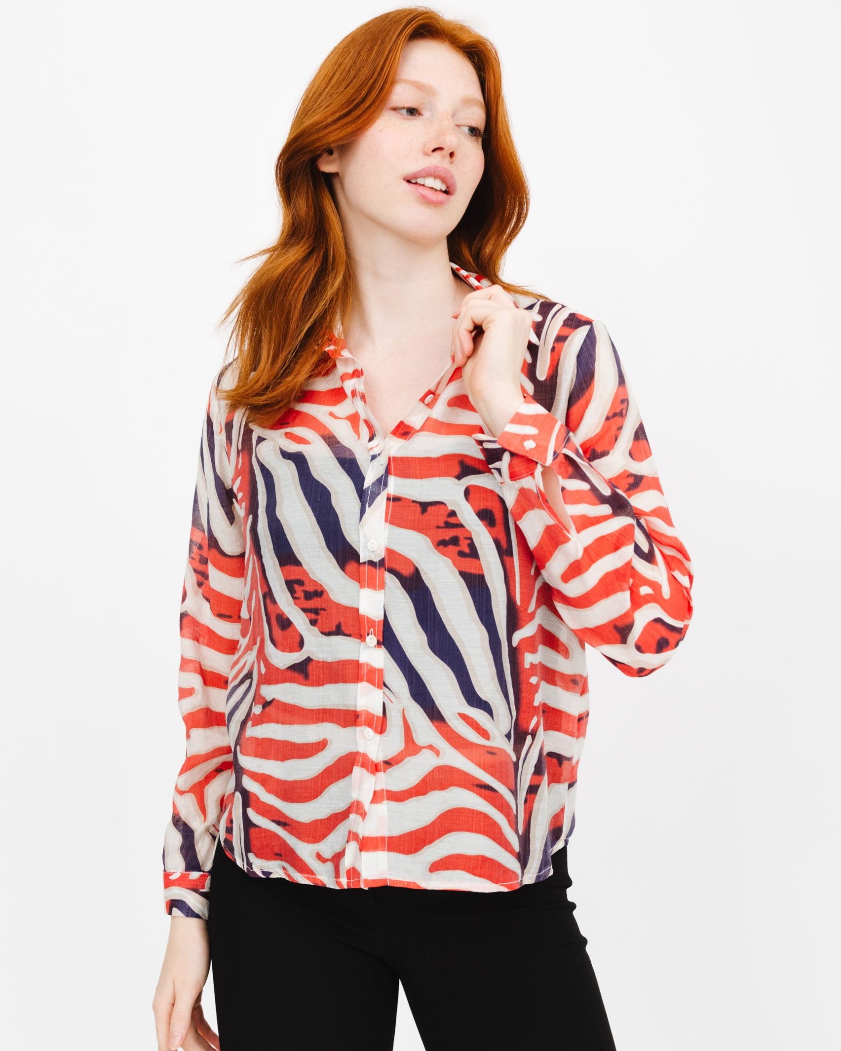 Bluse mit dreifarbigem Print - Broke + Schön