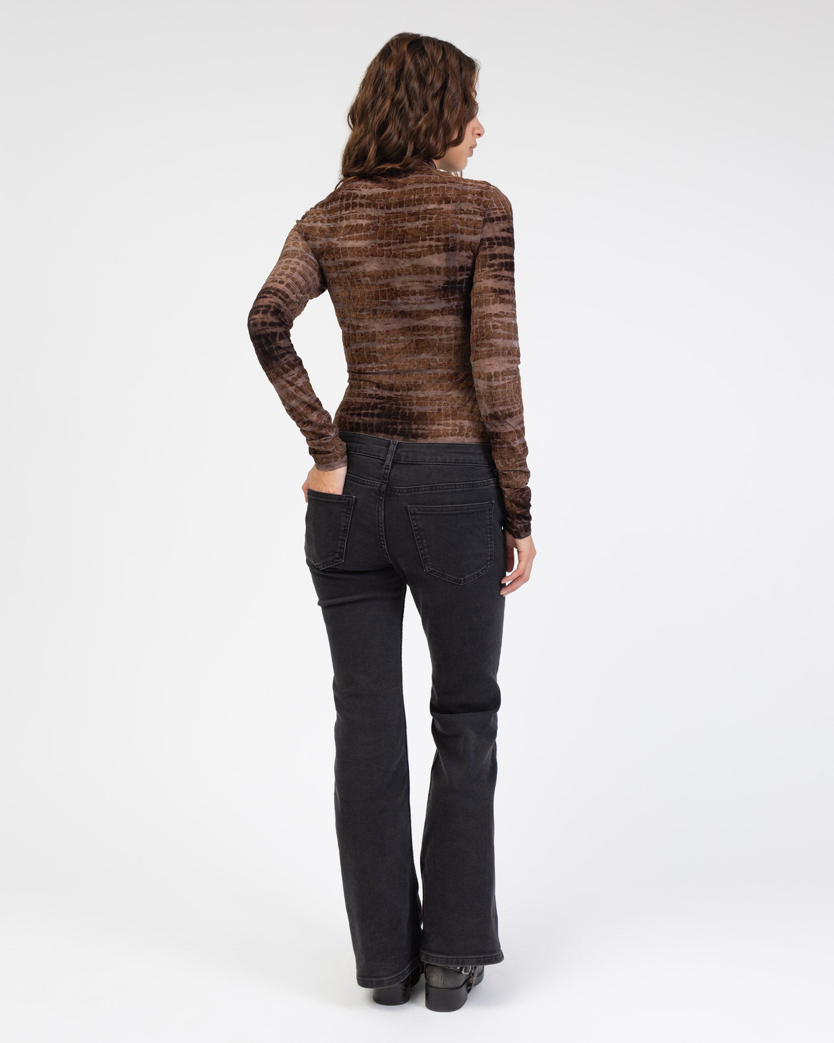 Body mit Schlangenprint aus Samt