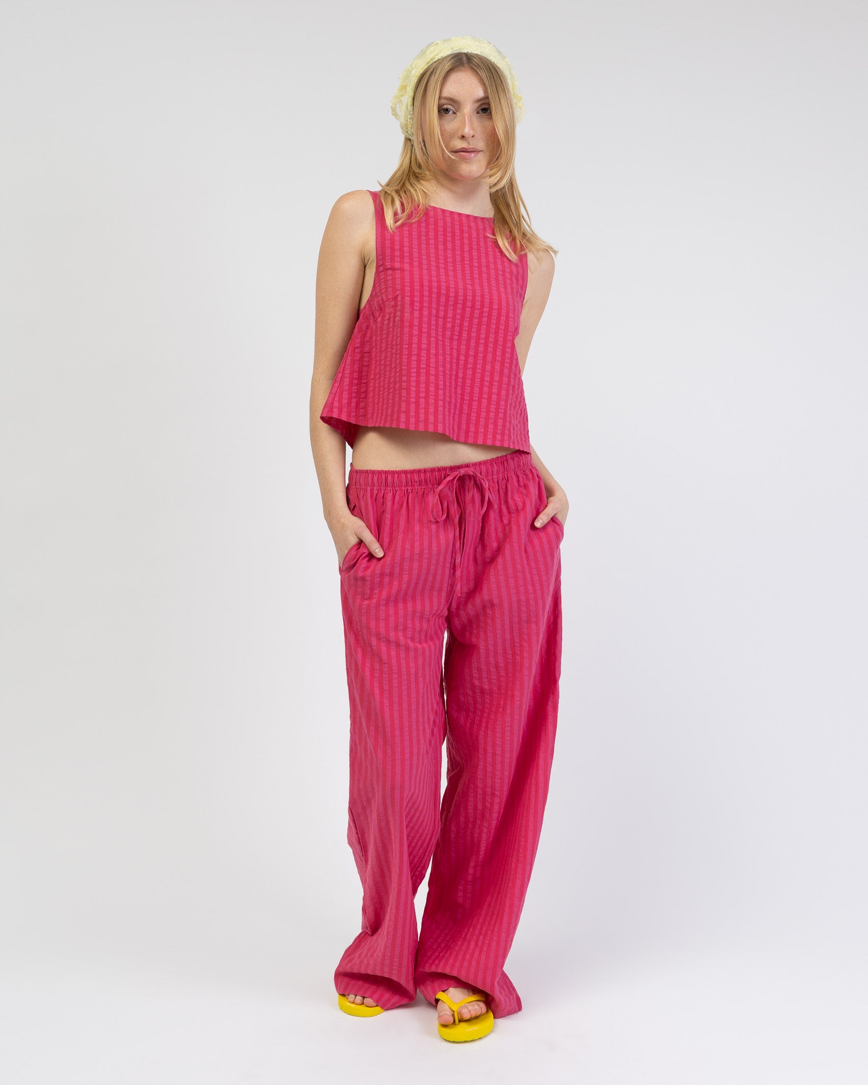 Pink Rot gestreifte Hose