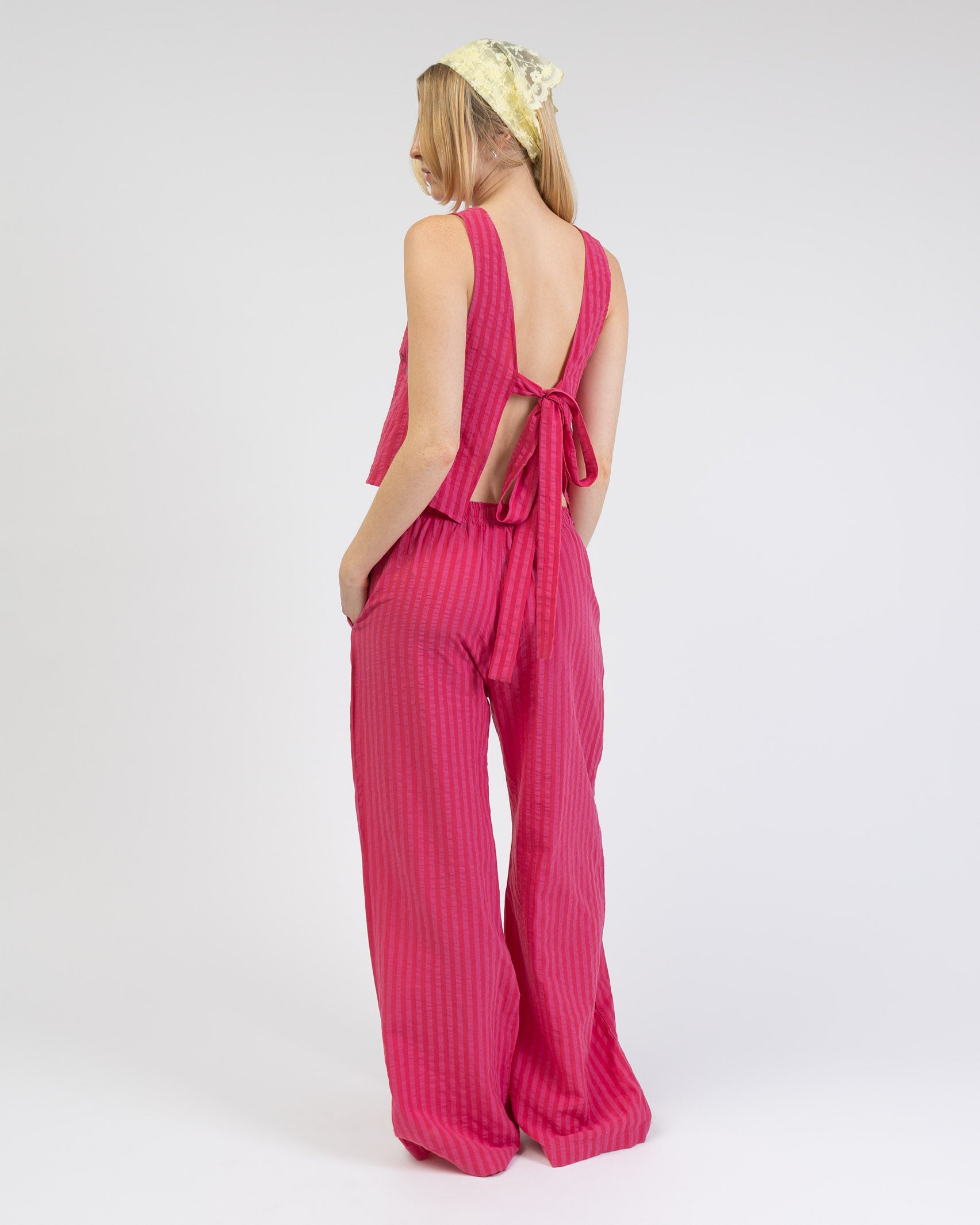 Pink Rot gestreifte Hose