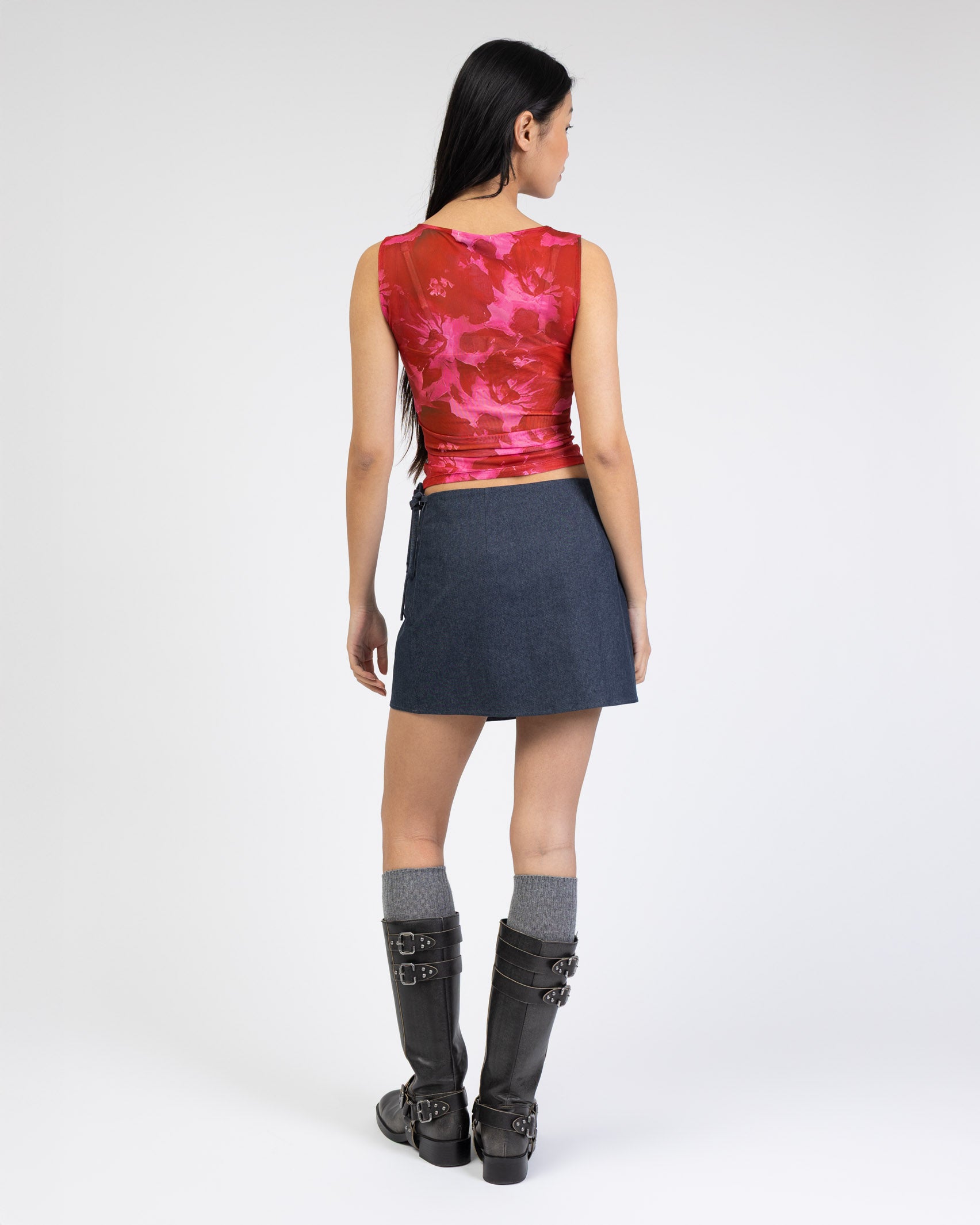 Mesh Top mit Blumenprint