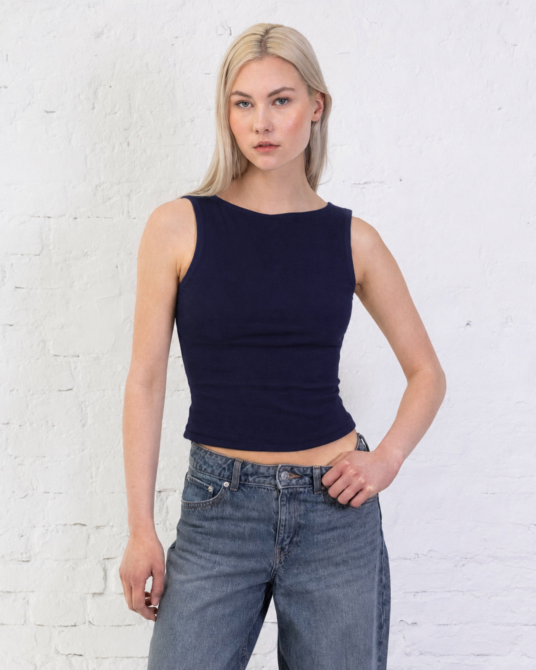 Basic Top mit U-Boot Ausschnitt