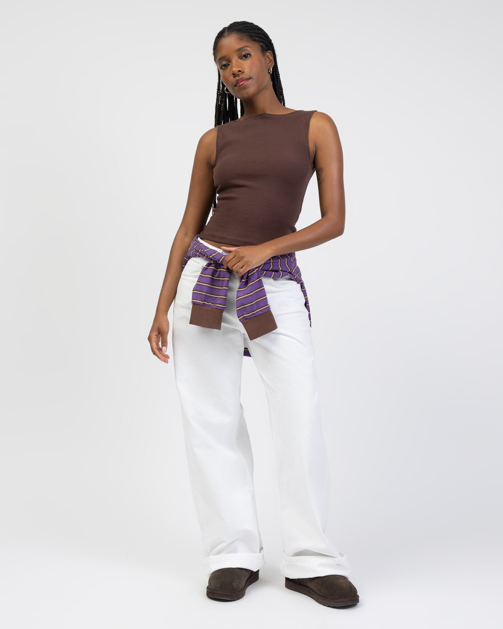 Basic Top mit U-Boot Ausschnitt