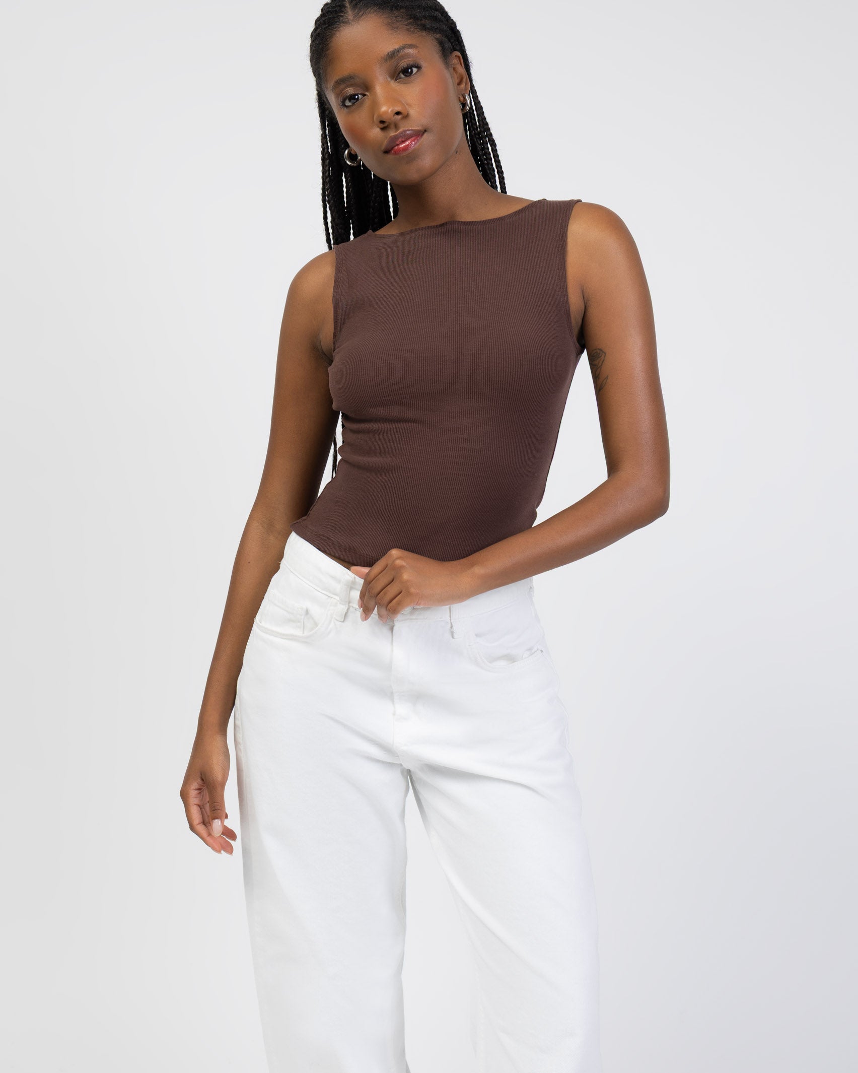 Basic Top mit U-Boot Ausschnitt