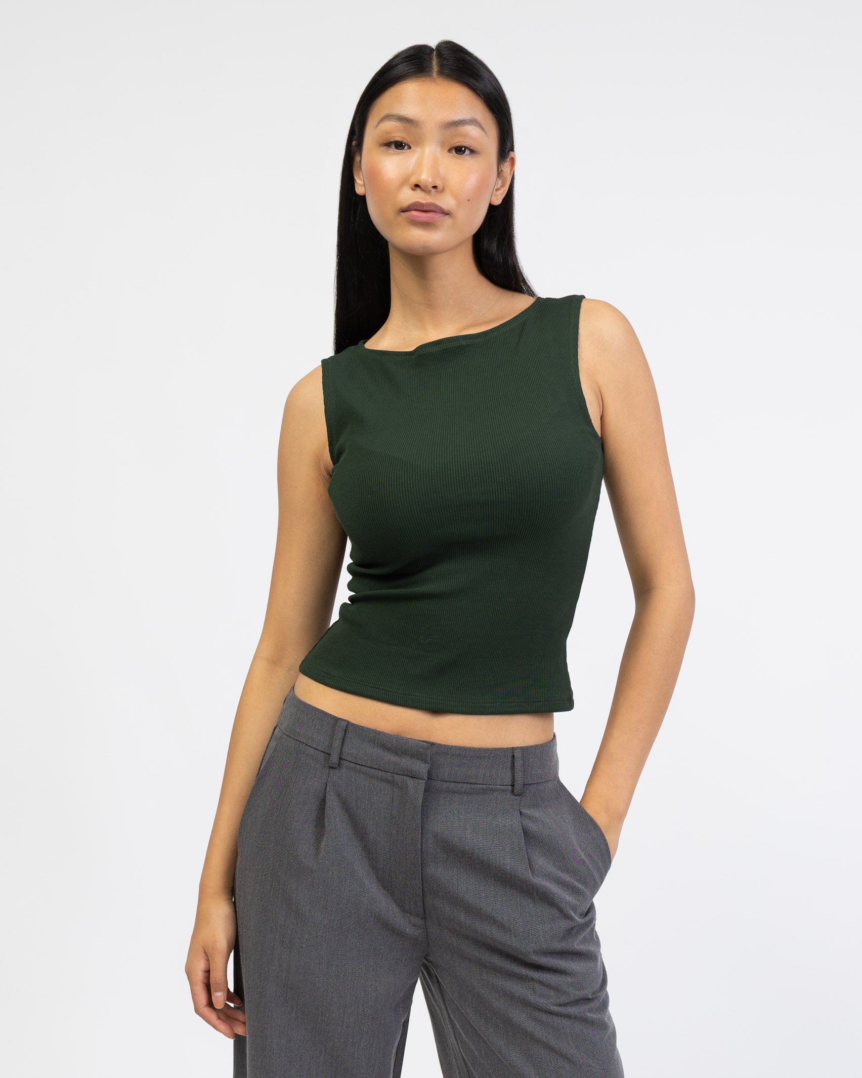 Basic Top mit U-Boot Ausschnitt