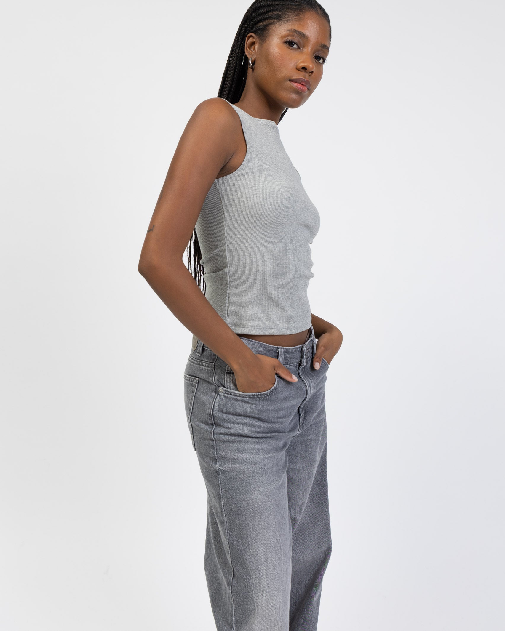 Basic Top mit U-Boot Ausschnitt