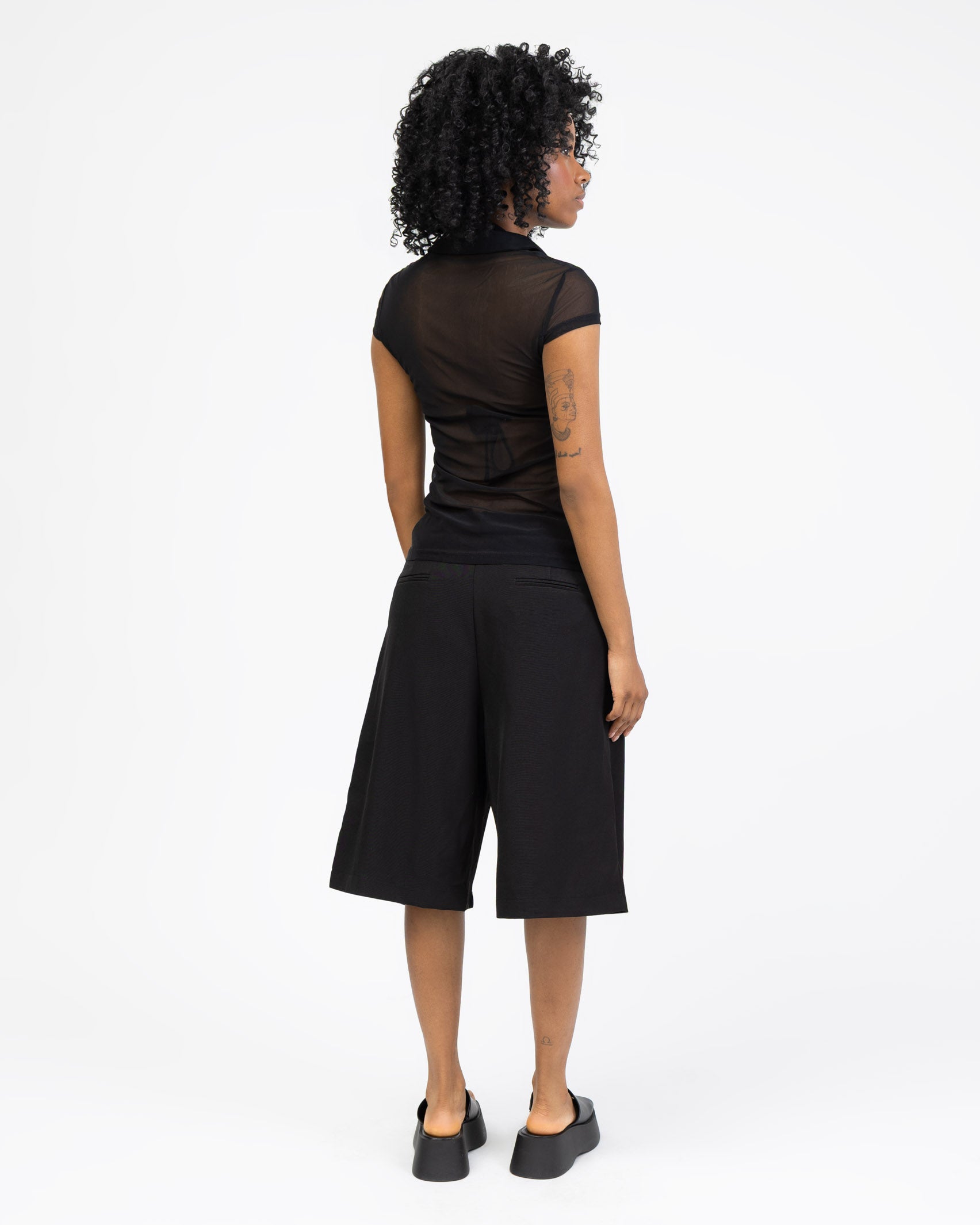 Einfarbige Mesh Kurzarmbluse