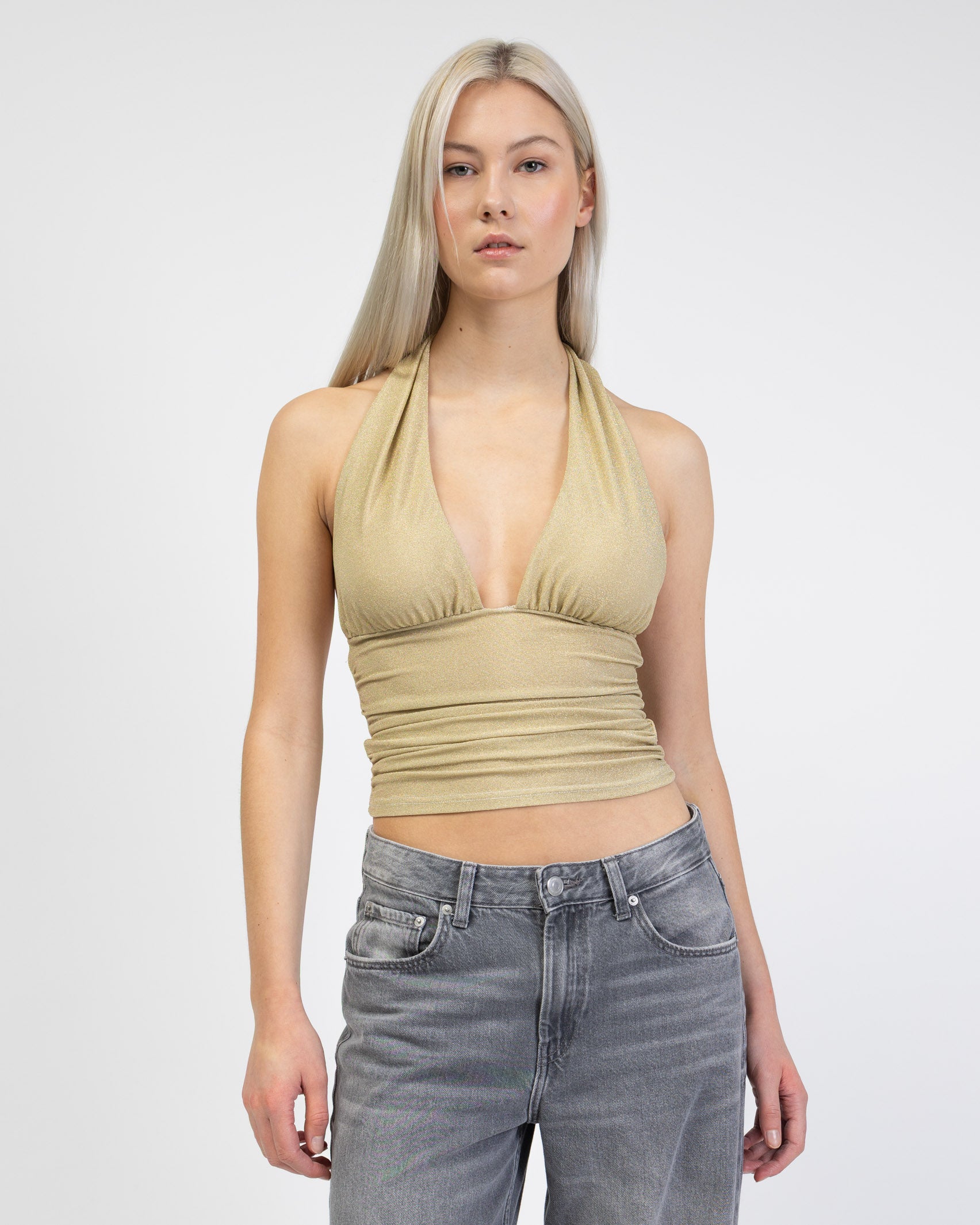 Neckholdertop mit Glitzer