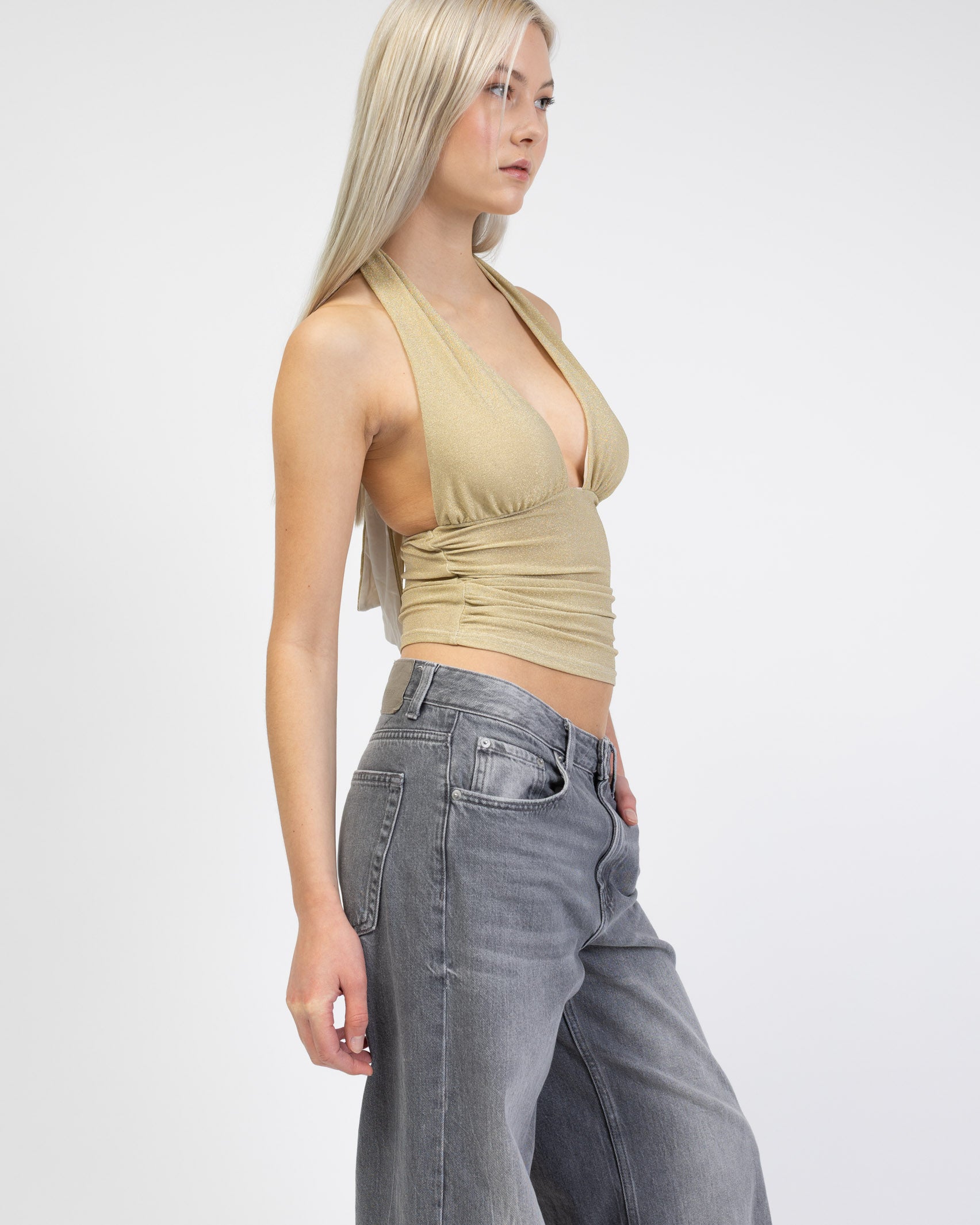 Neckholdertop mit Glitzer