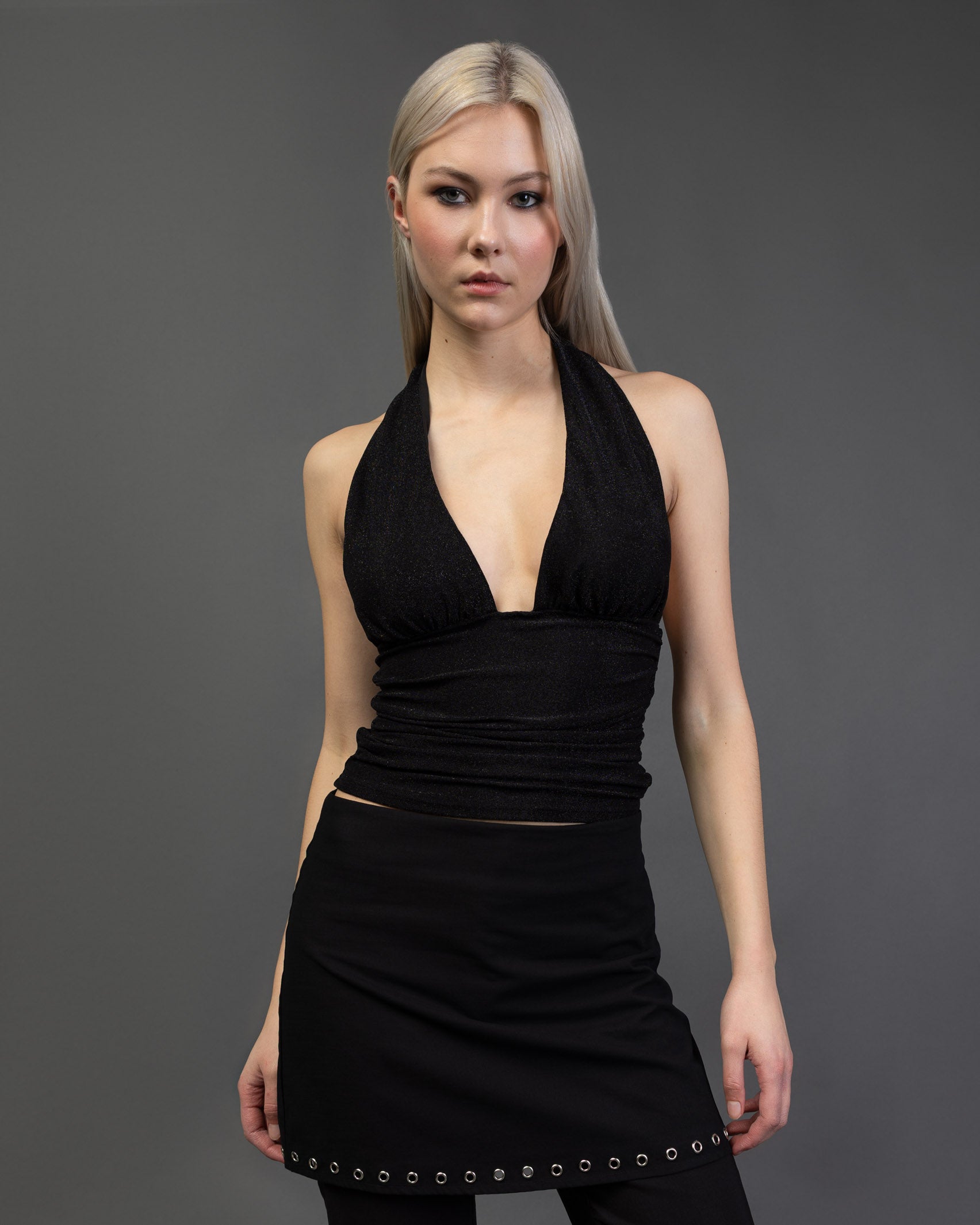 Neckholdertop mit Glitzer