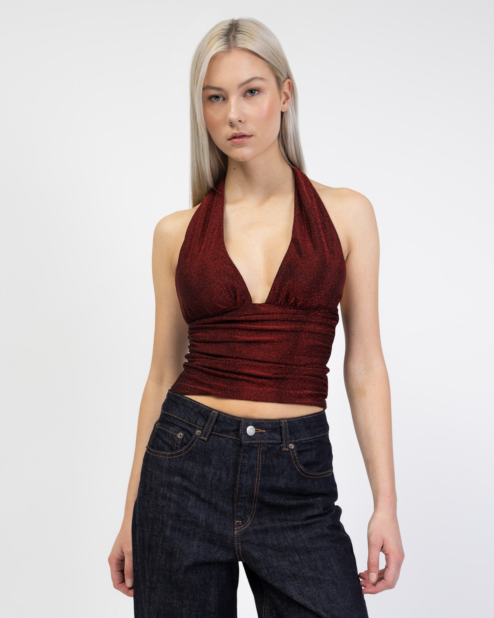 Neckholdertop mit Glitzer