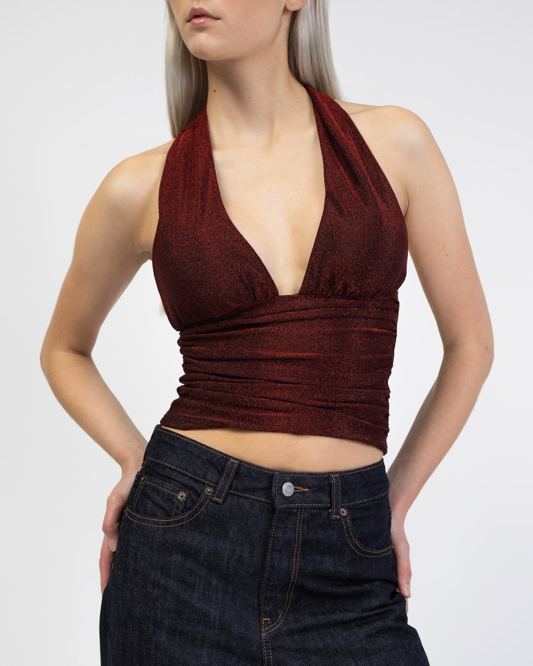 Neckholdertop mit Glitzer