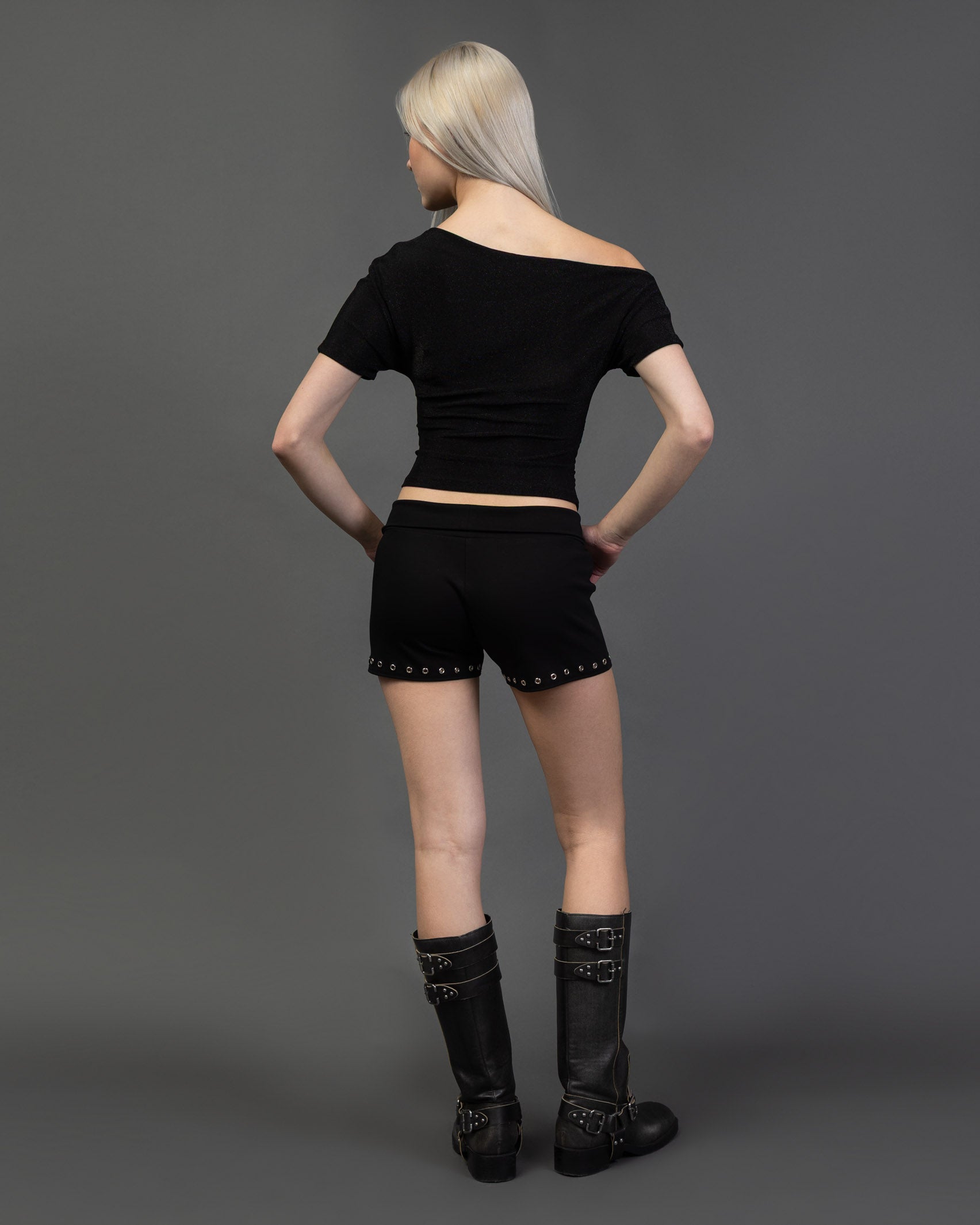 Offshoulder Shirt mit Glitzer