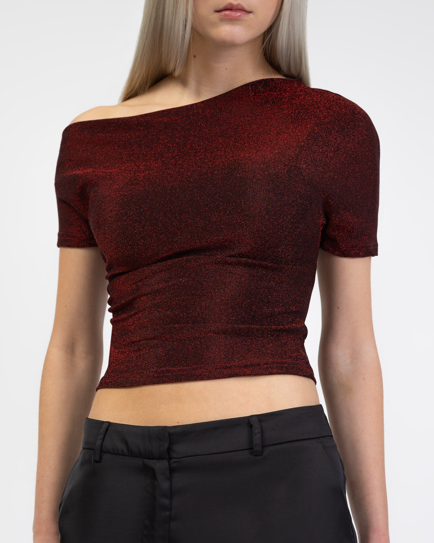 Offshoulder Shirt mit Glitzer