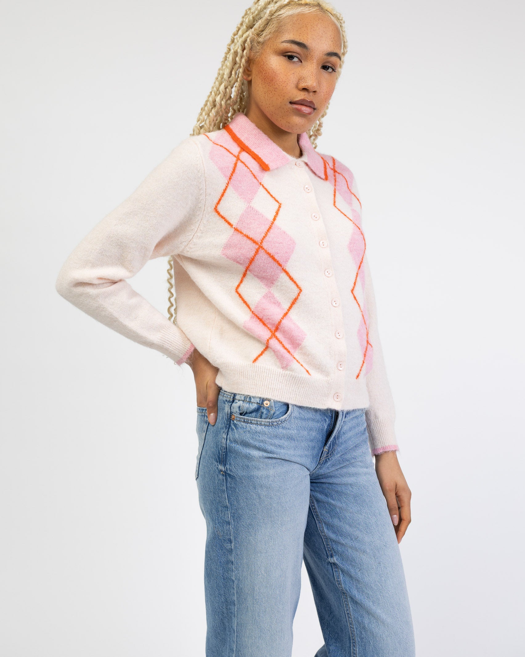 Strickjacke mit Argyle Muster