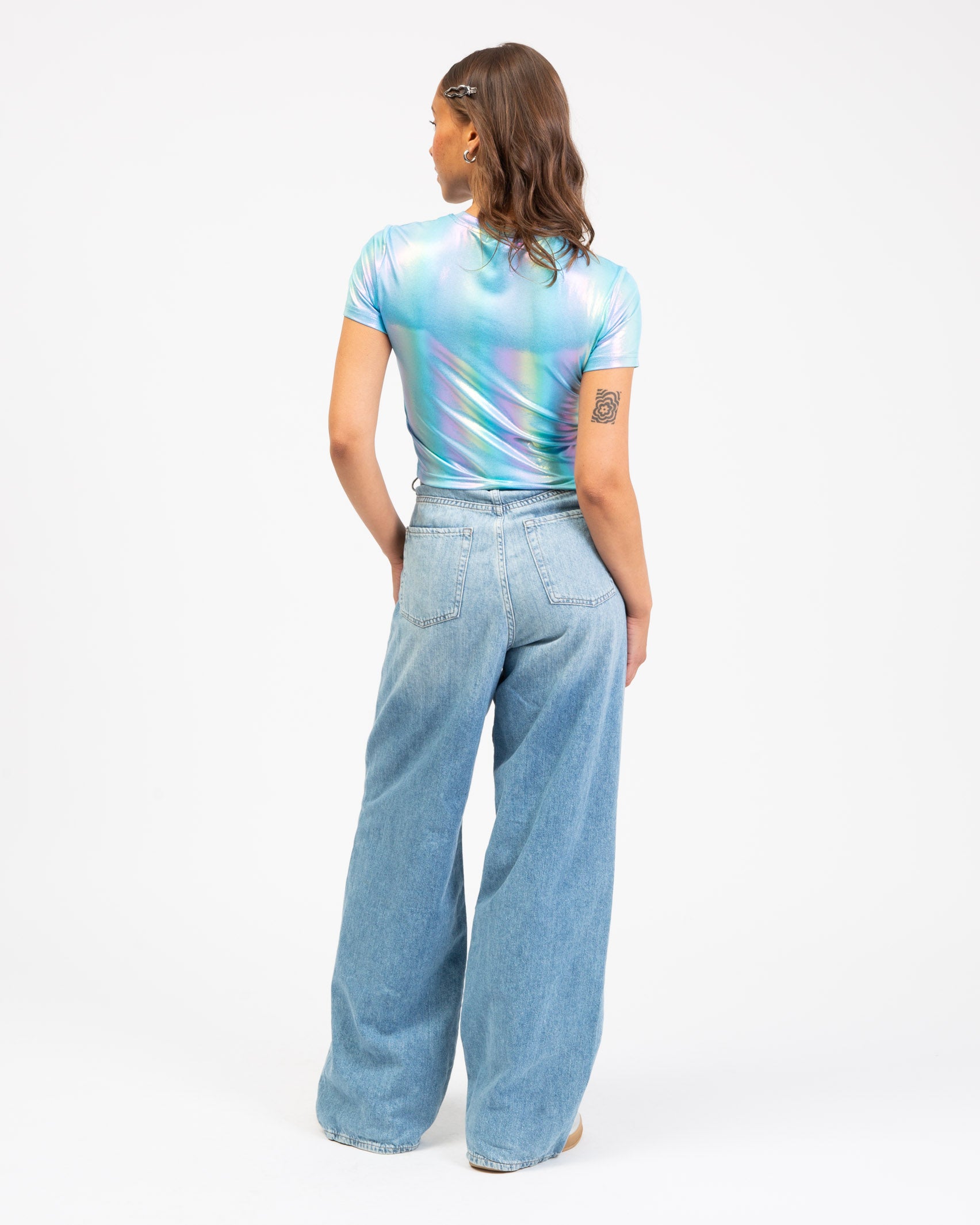 Blaues holografisches T-Shirt