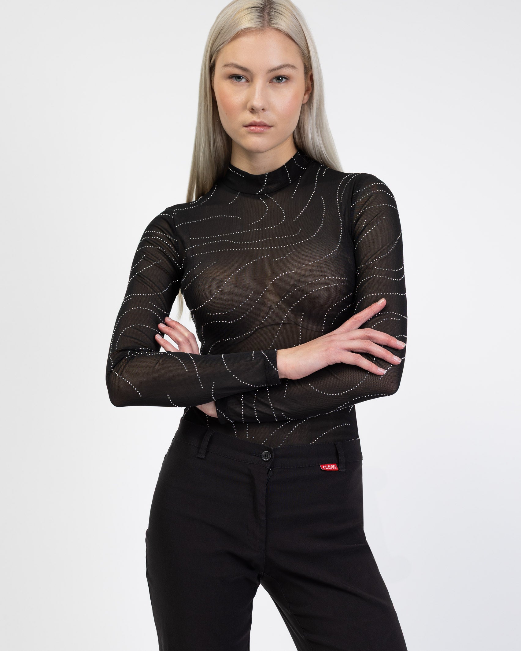 Body mit Wirbelmuster aus Strass