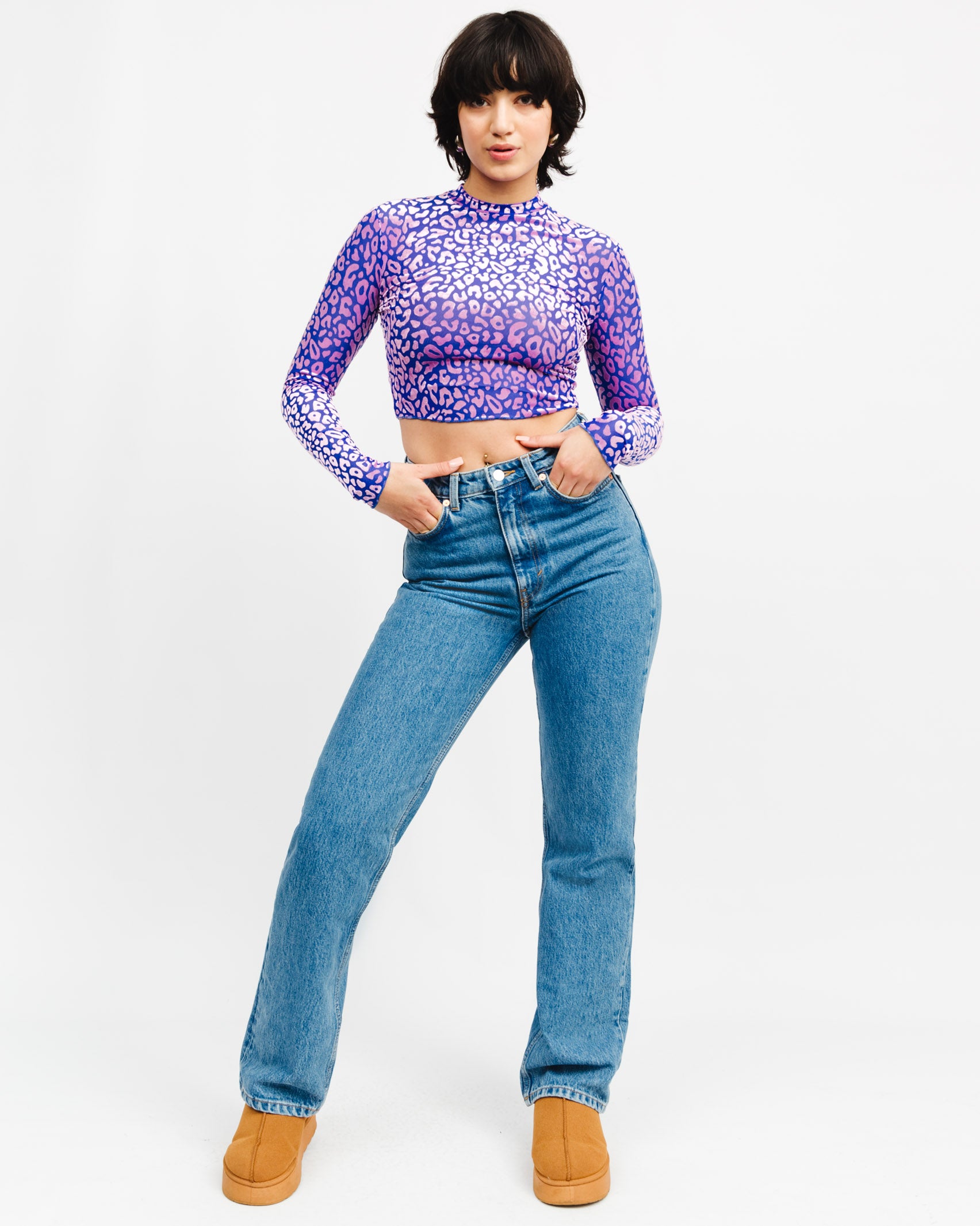 Langarmshirt mit Samt Animalprint - Broke + Schön