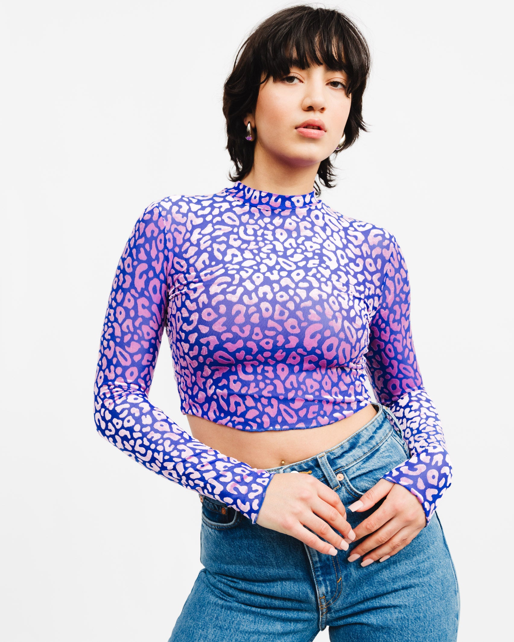 Langarmshirt mit Samt Animalprint - Broke + Schön