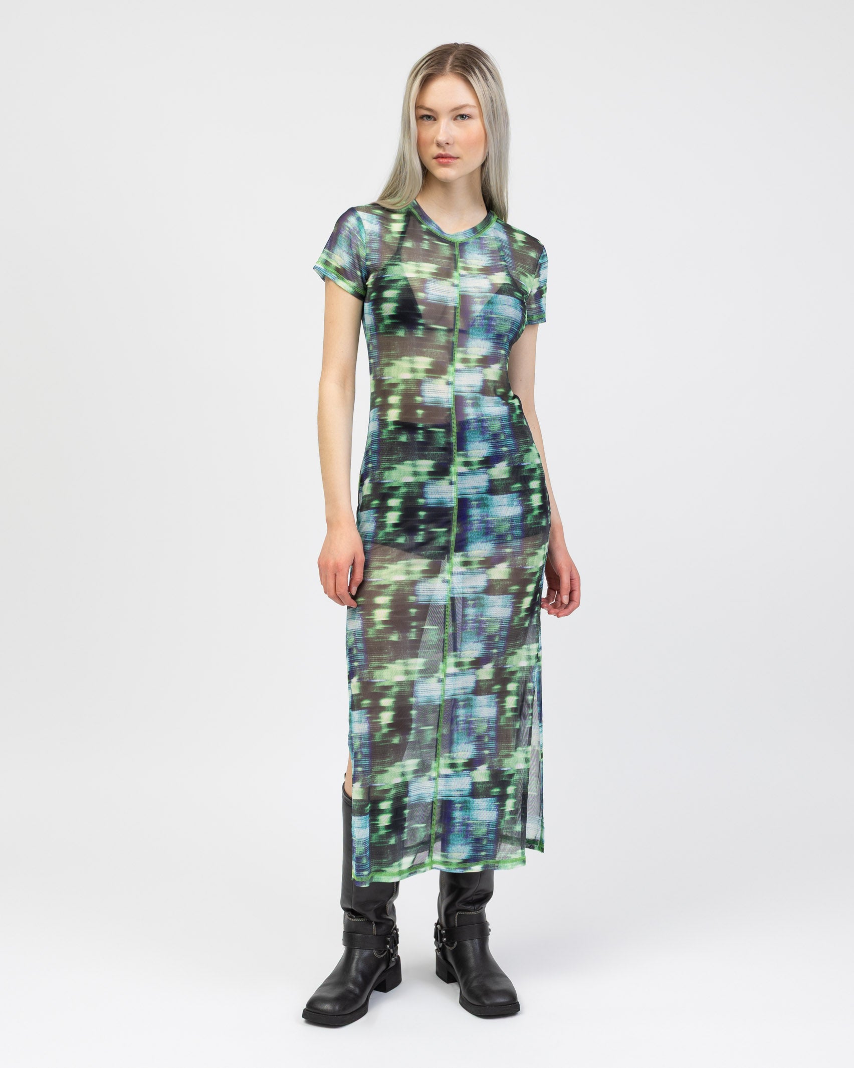 Mesh Maxikleid mit Print