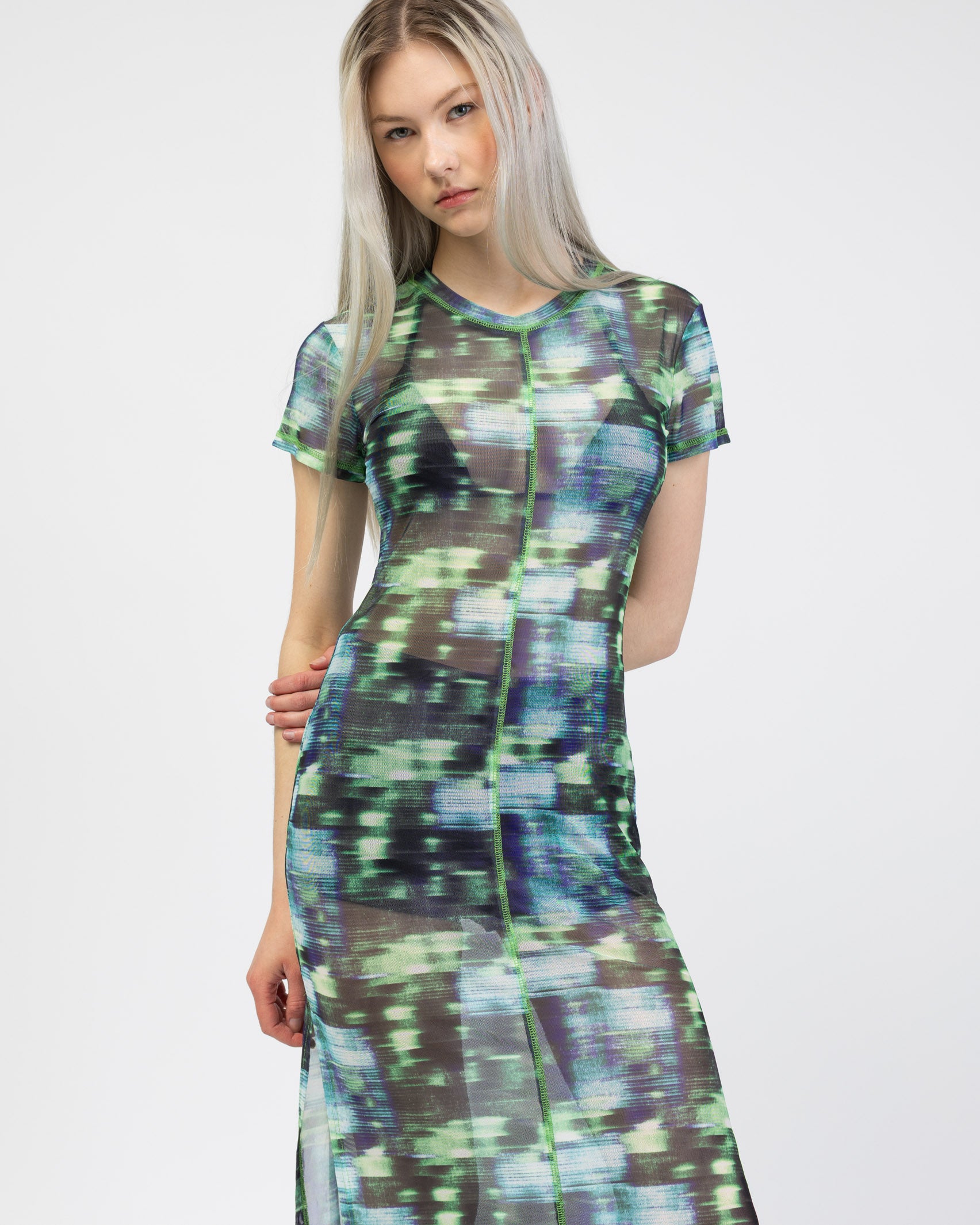 Mesh Maxikleid mit Print
