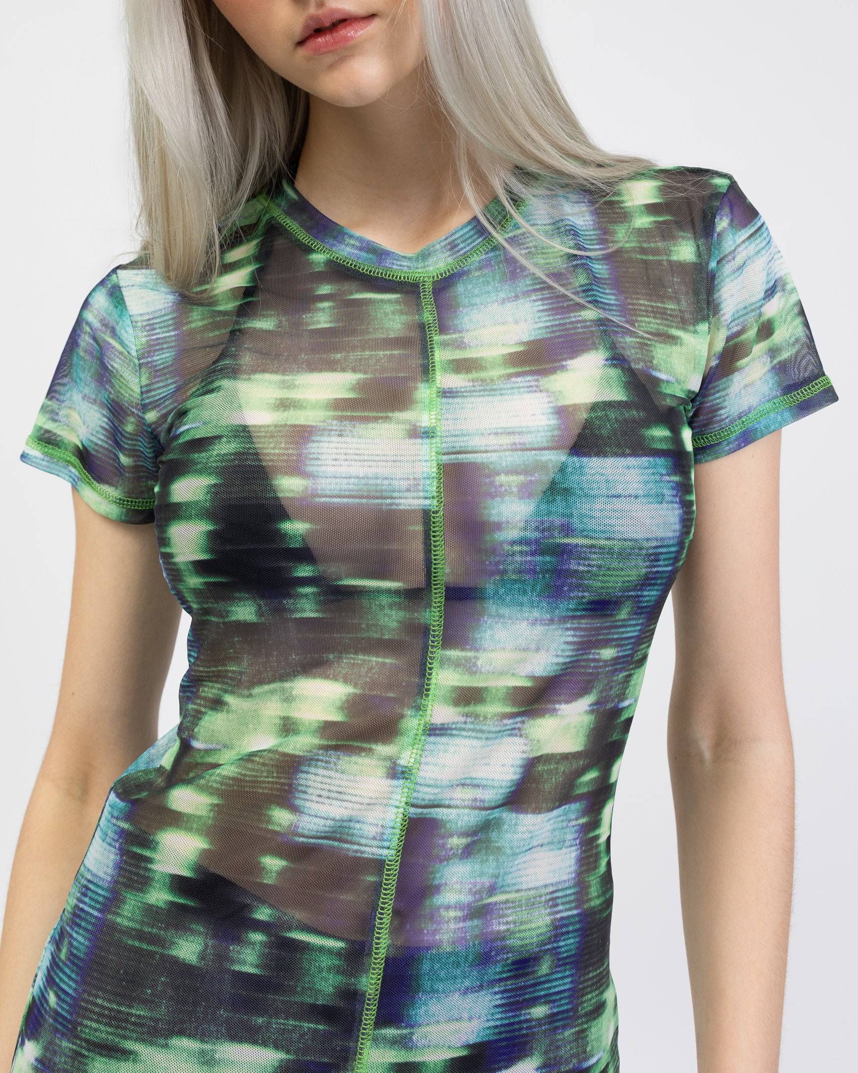 Mesh Maxikleid mit Print