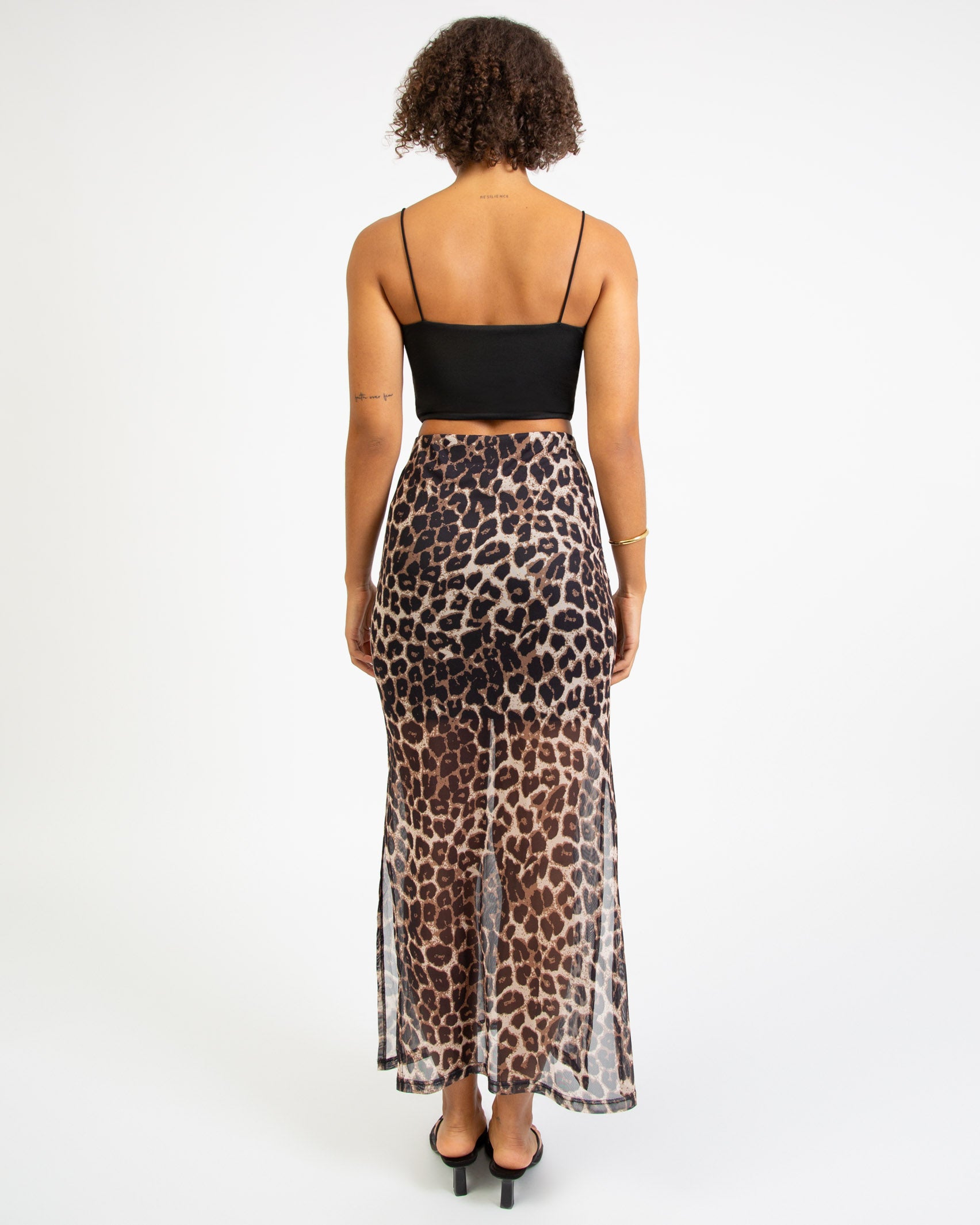 Mesh Midirock mit Leoprint - Broke + Schön