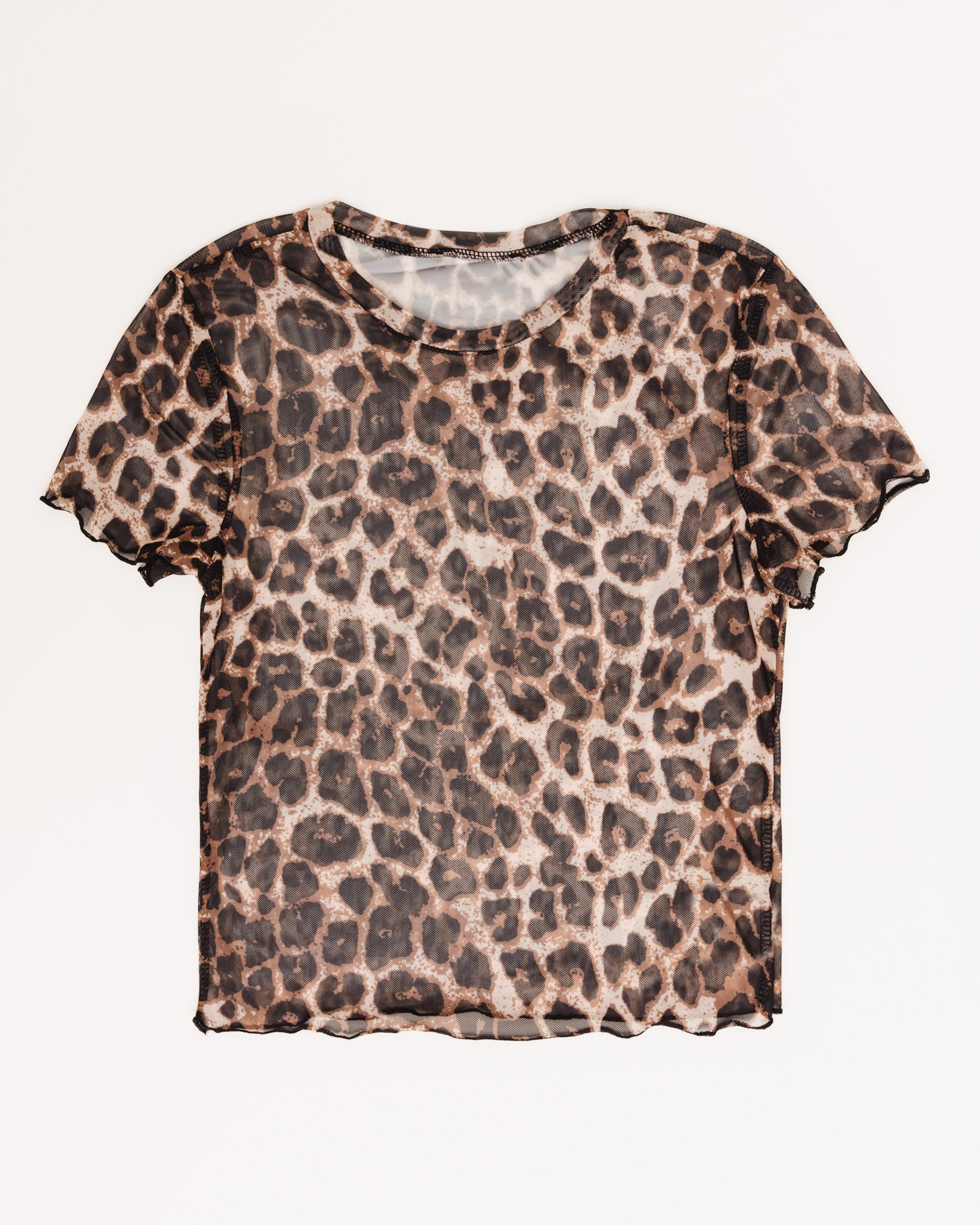 Mesh T-Shirt in Leoparden Muster