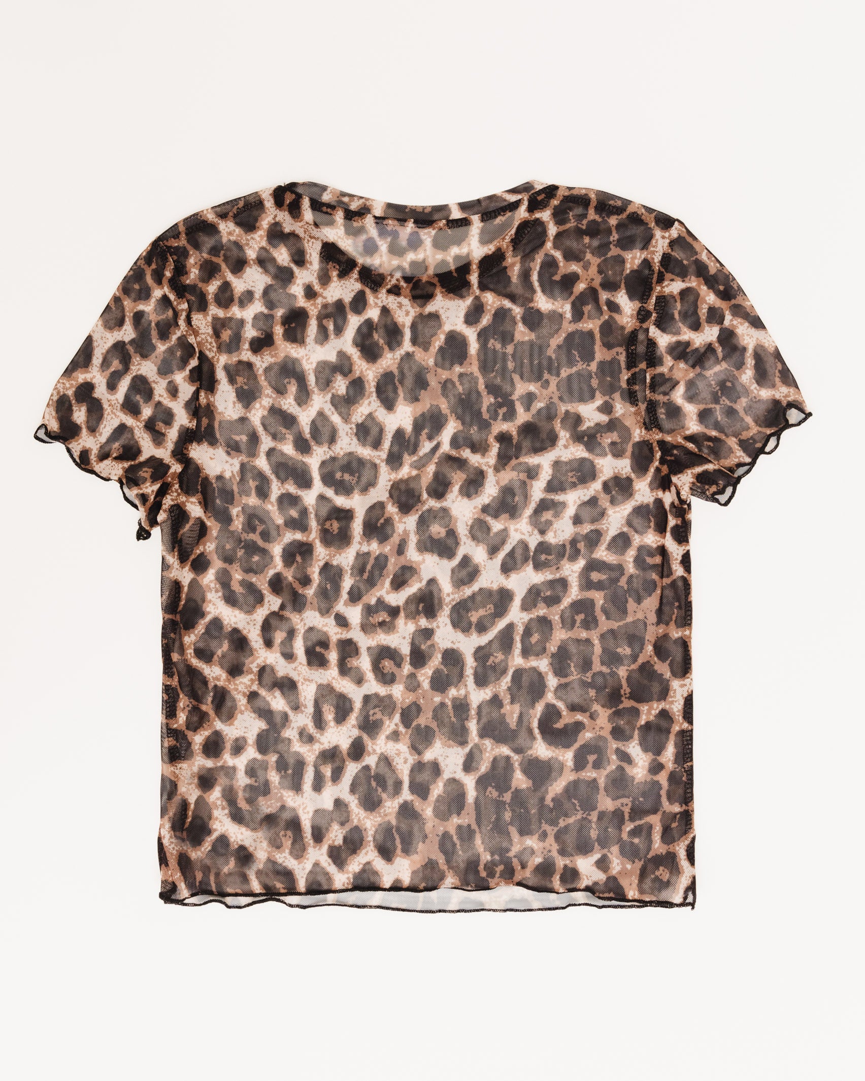 Mesh T-Shirt in Leoparden Muster