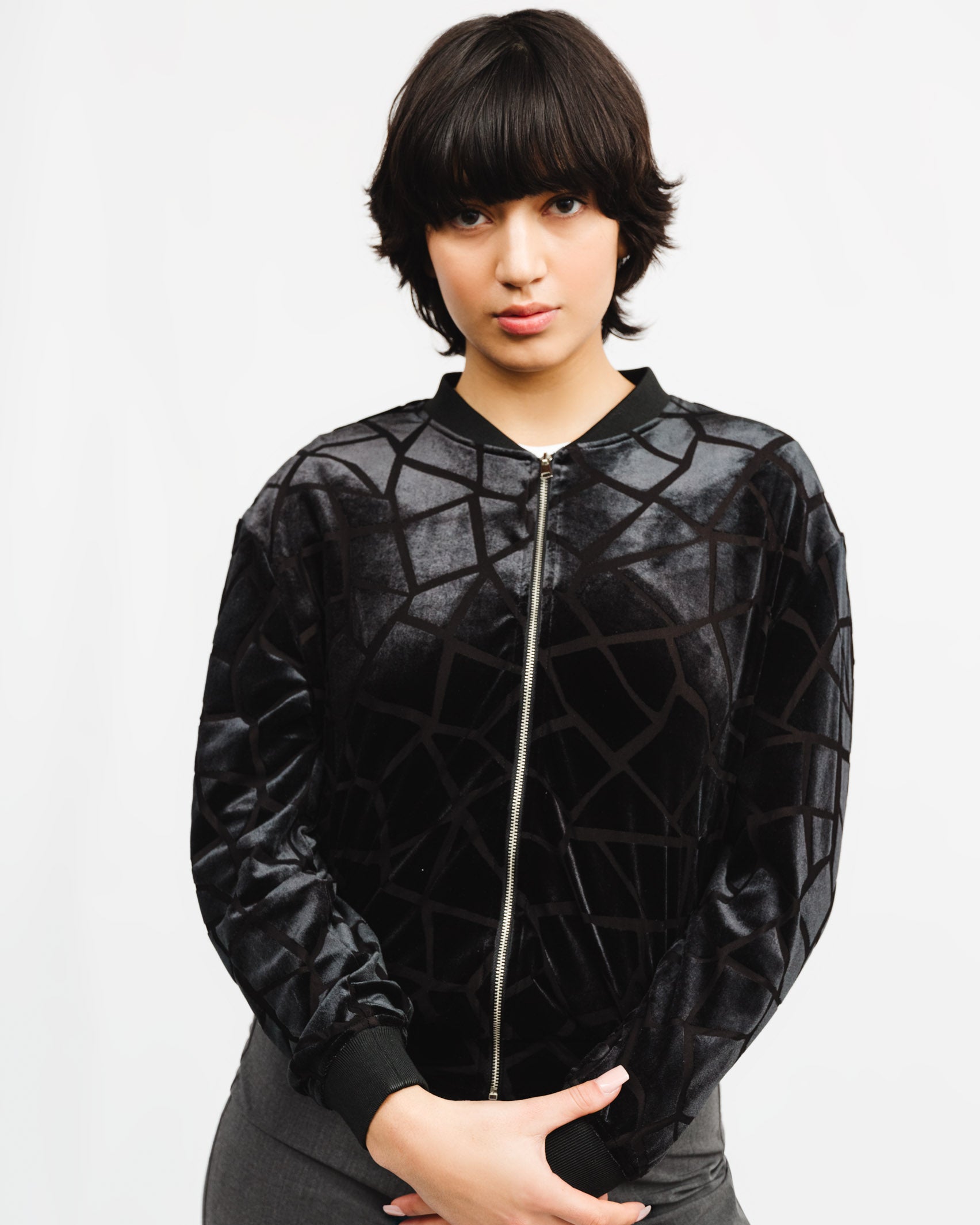 Blouson Jacke mit Giraffenprint aus Samt - Broke + Schön