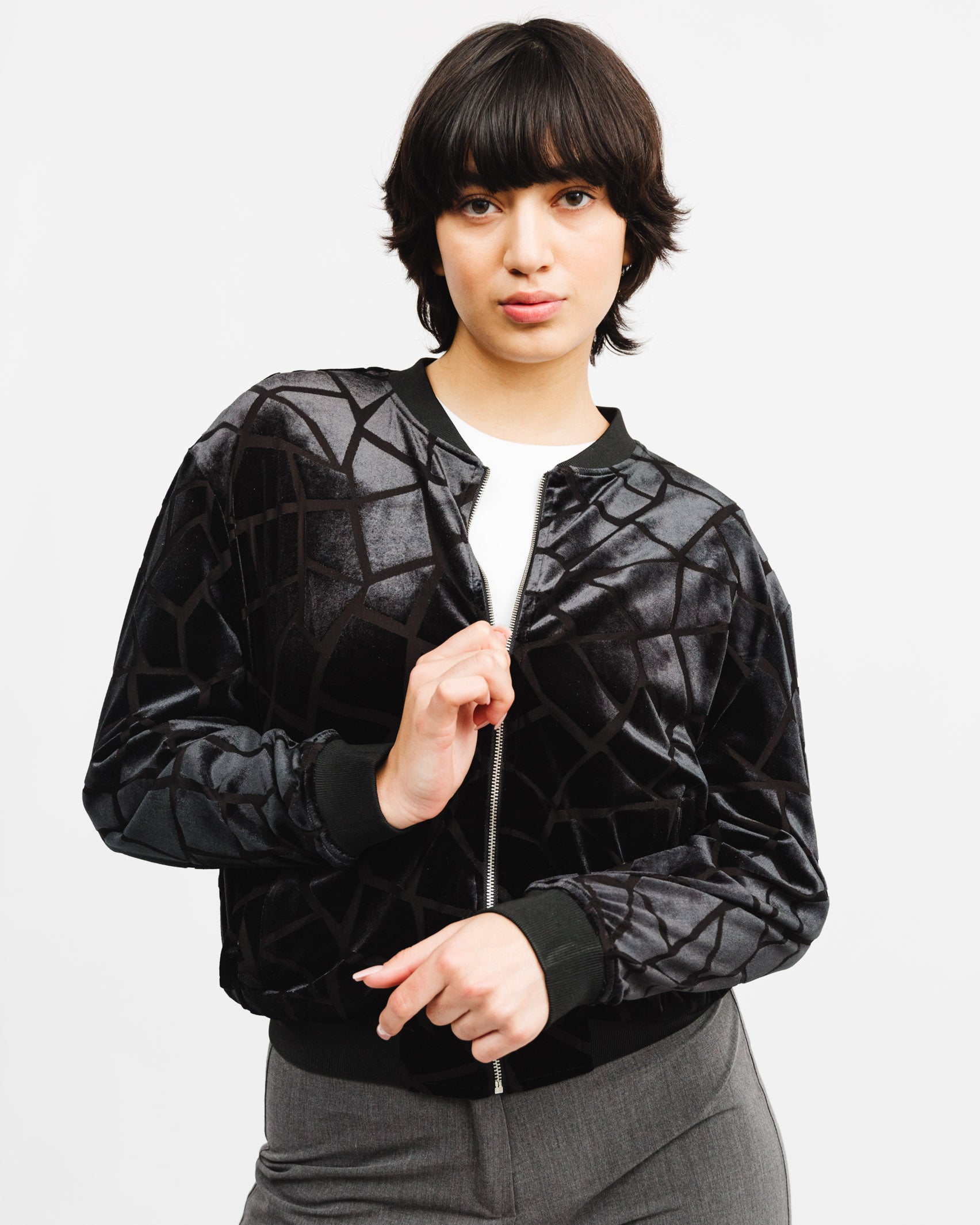 Blouson Jacke mit Giraffenprint aus Samt - Broke + Schön