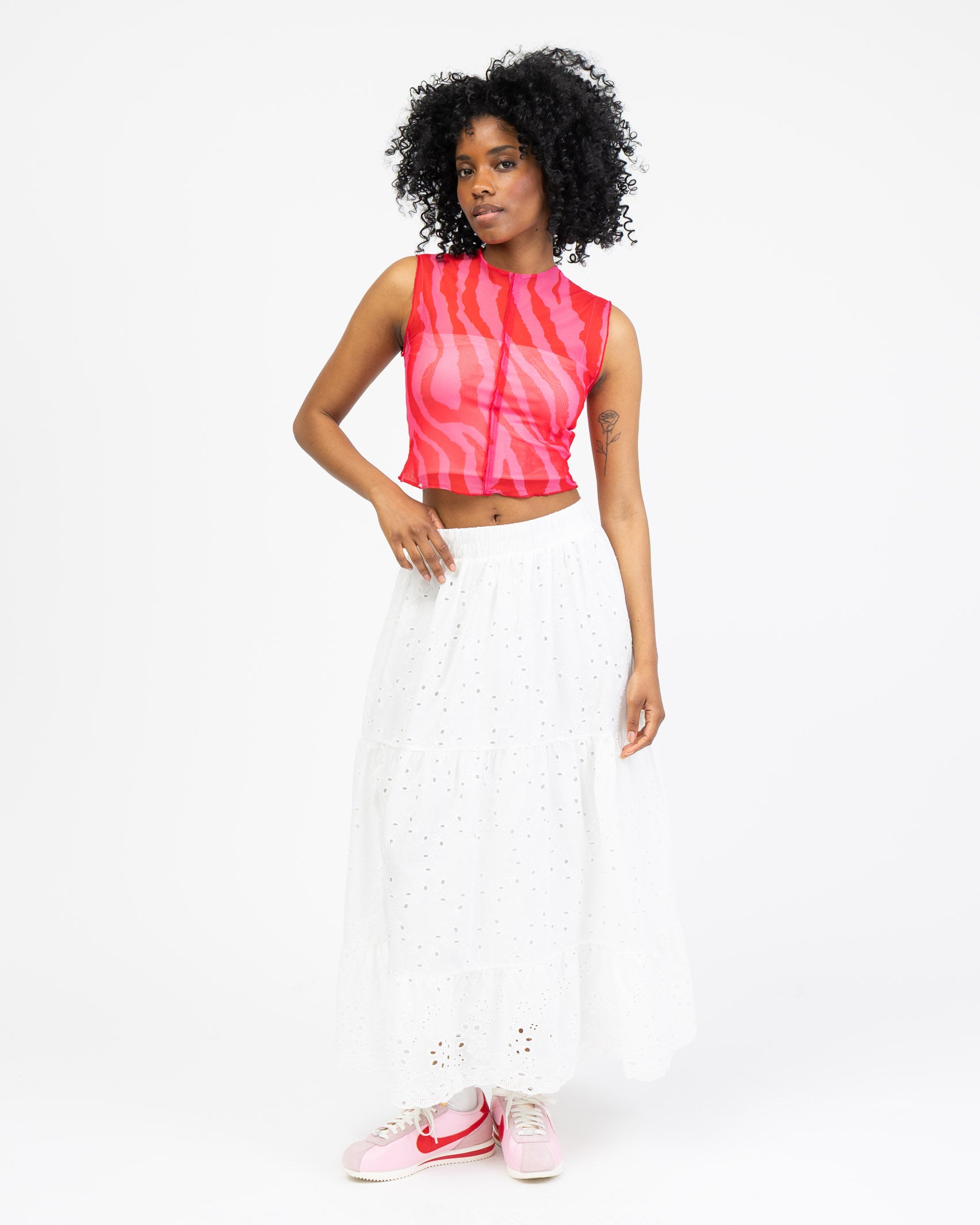 Mesh Top mit gecracktem Muster