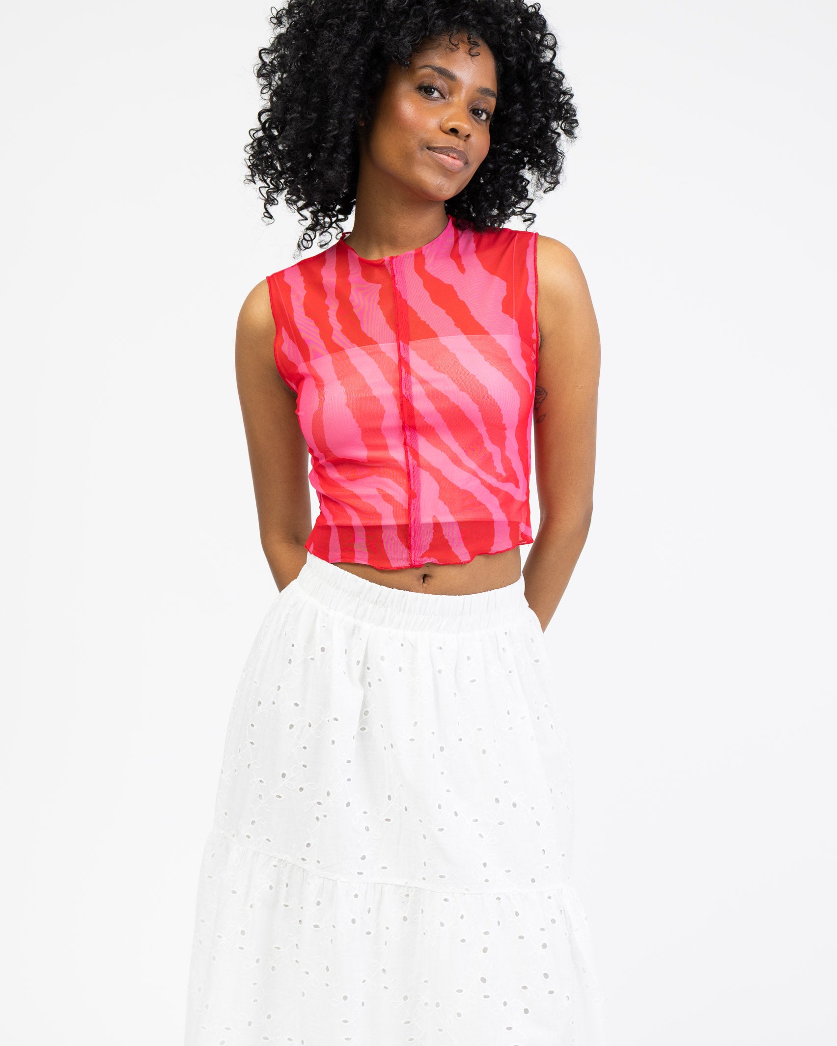 Mesh Top mit gecracktem Muster