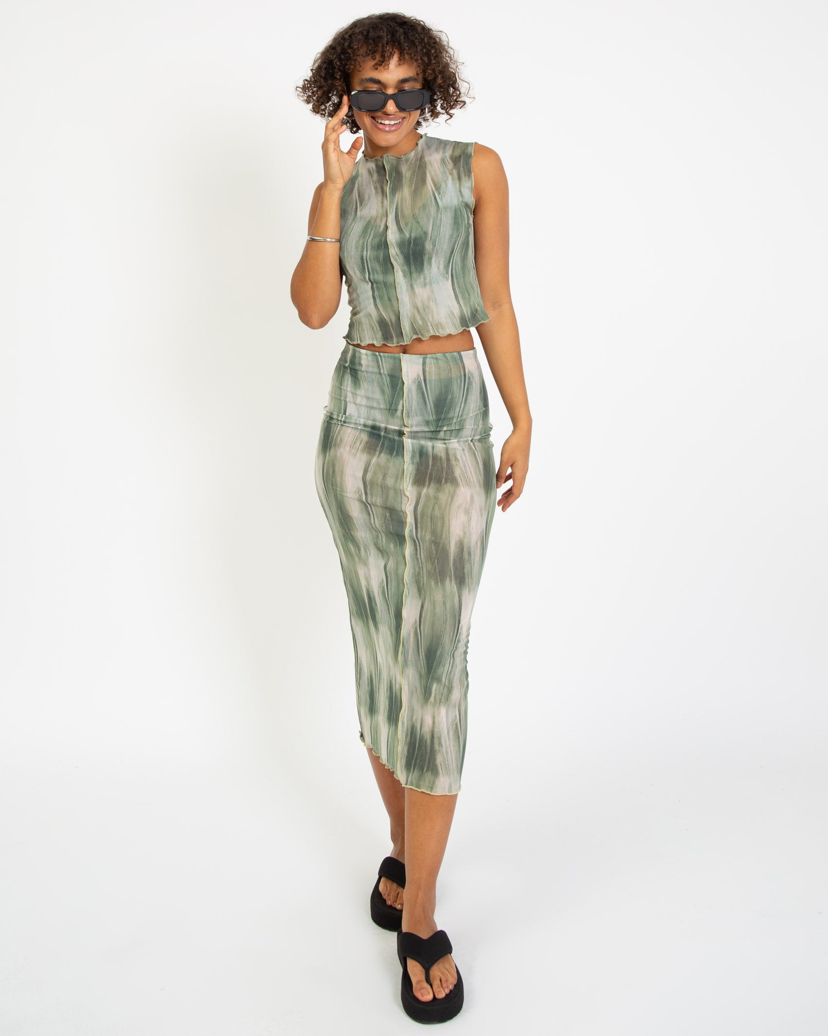 Mesh Top in Grüntönen - Broke + Schön