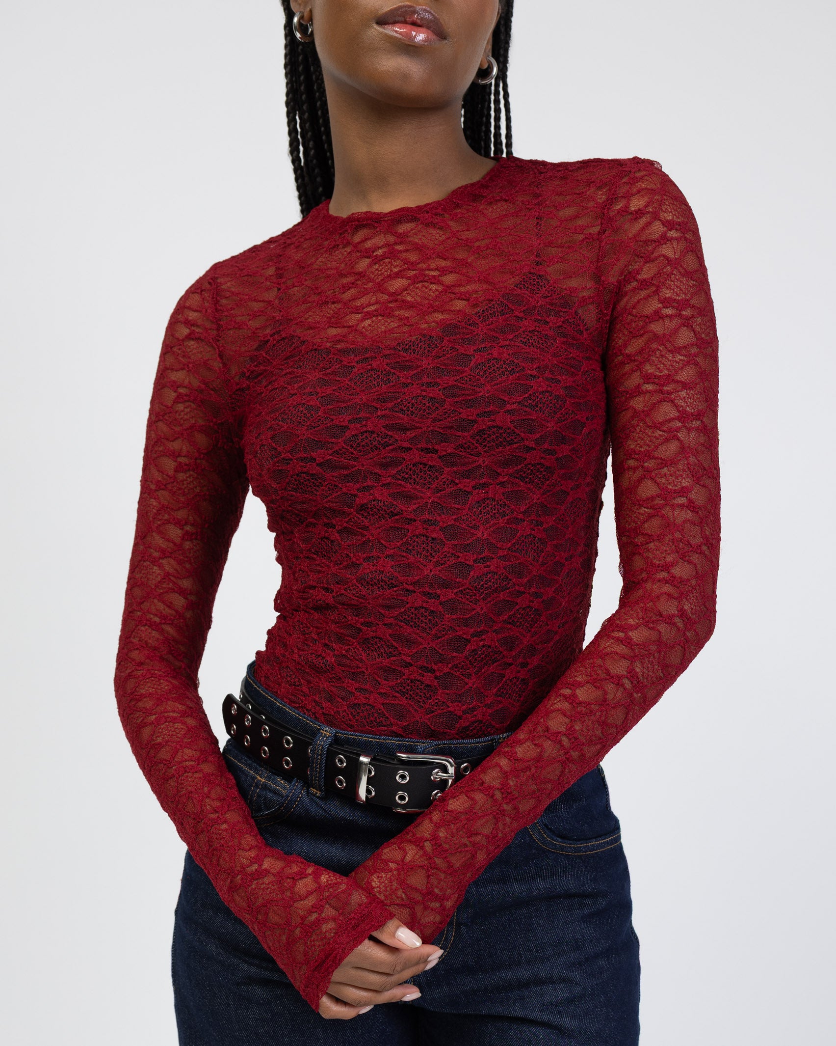 Langarmbody aus Spitze