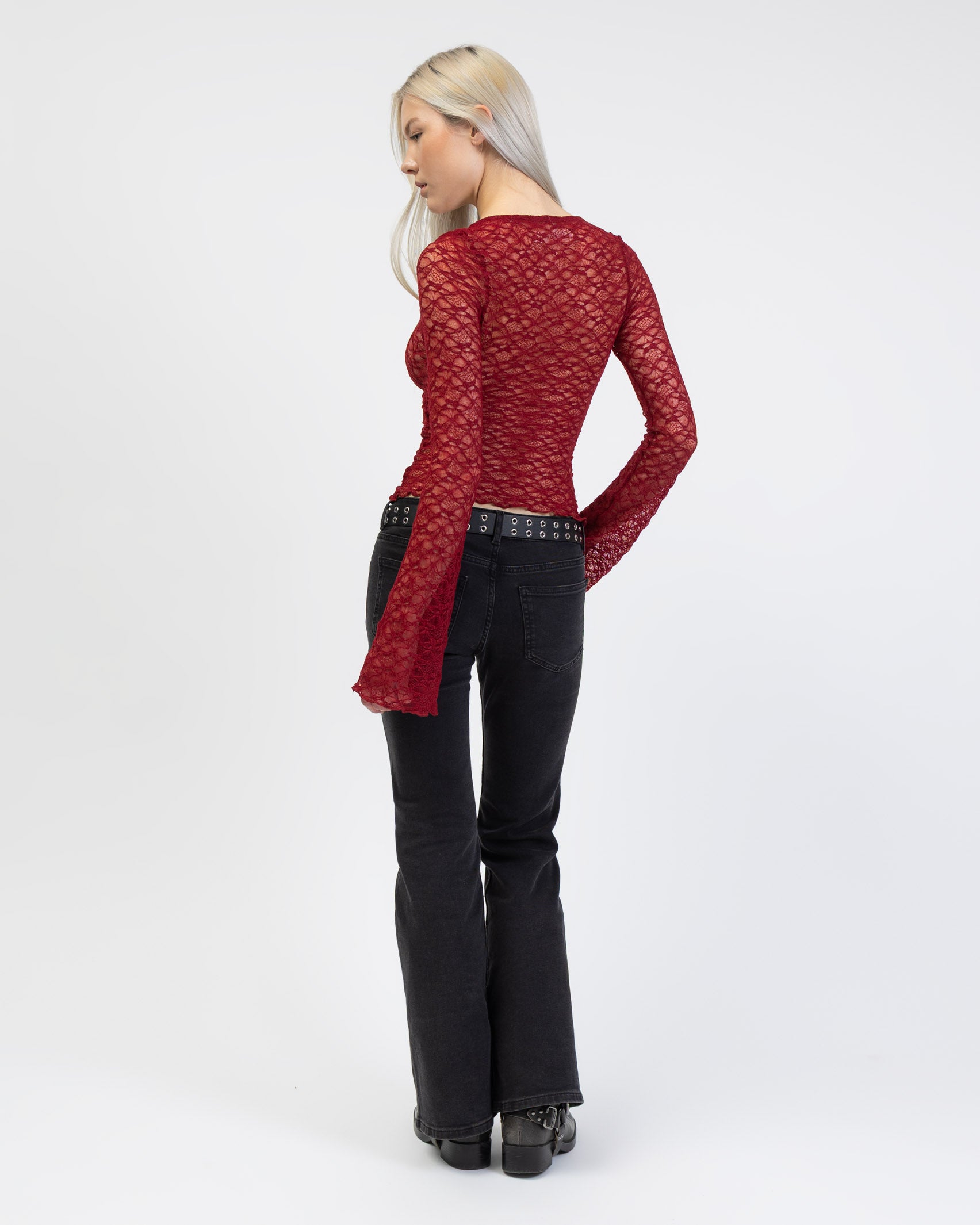 Elegantes Spitzenlangarmshirt