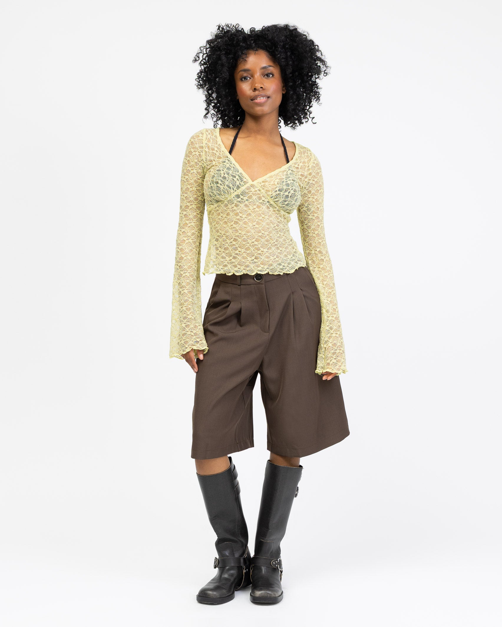 Elegantes Spitzenlangarmshirt