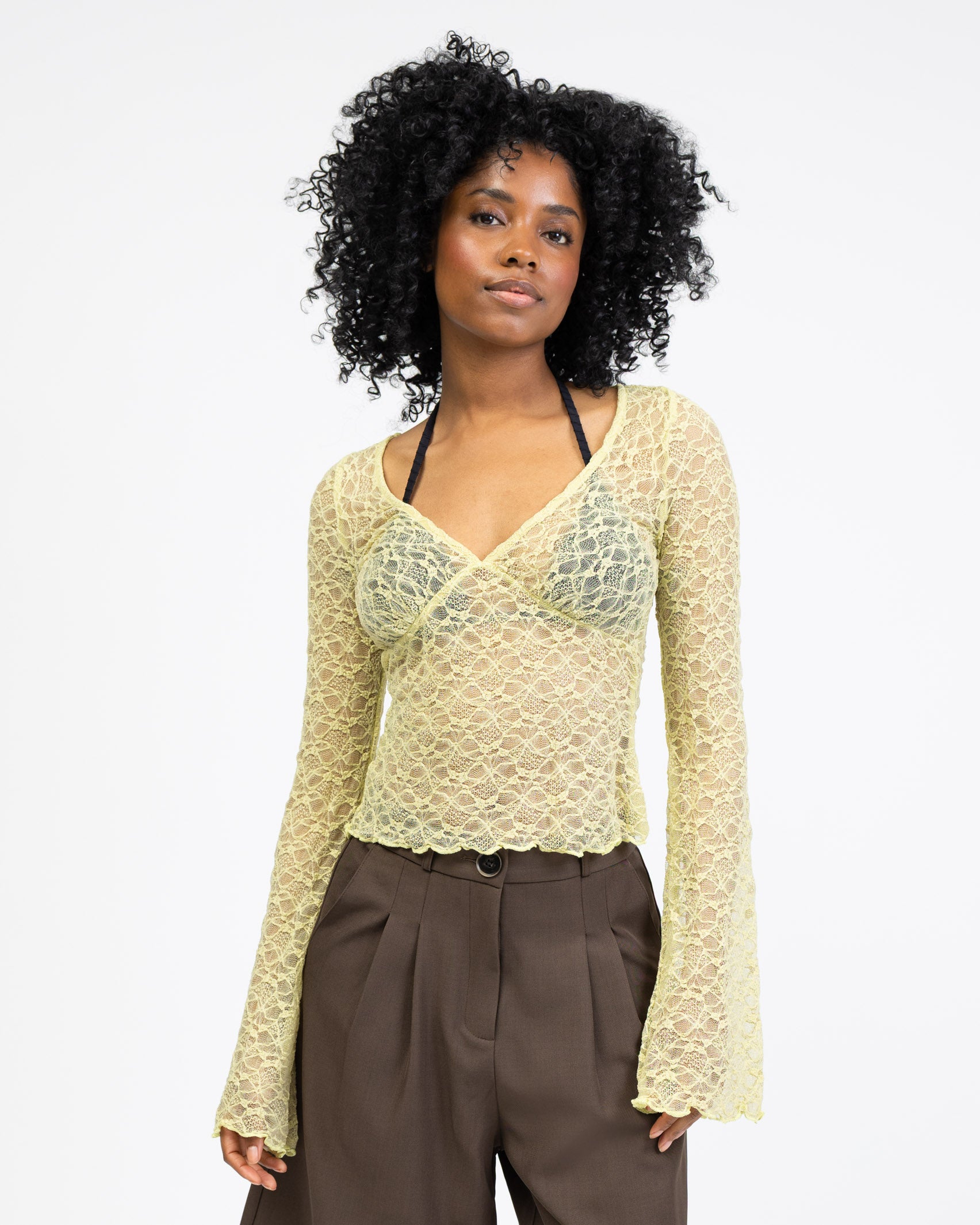 Elegantes Spitzenlangarmshirt