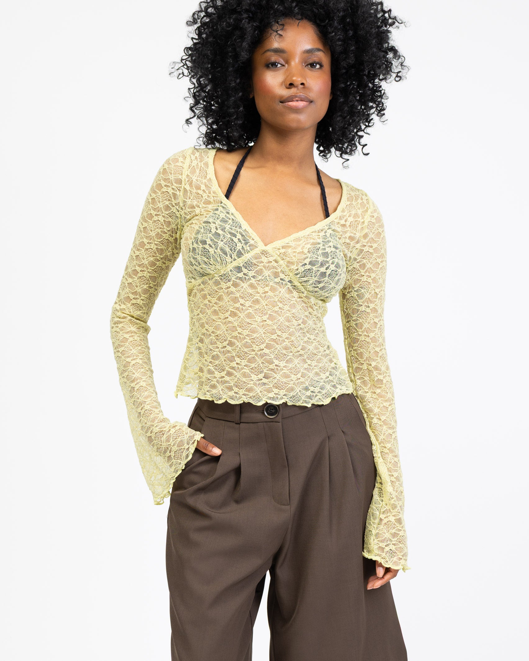 Elegantes Spitzenlangarmshirt