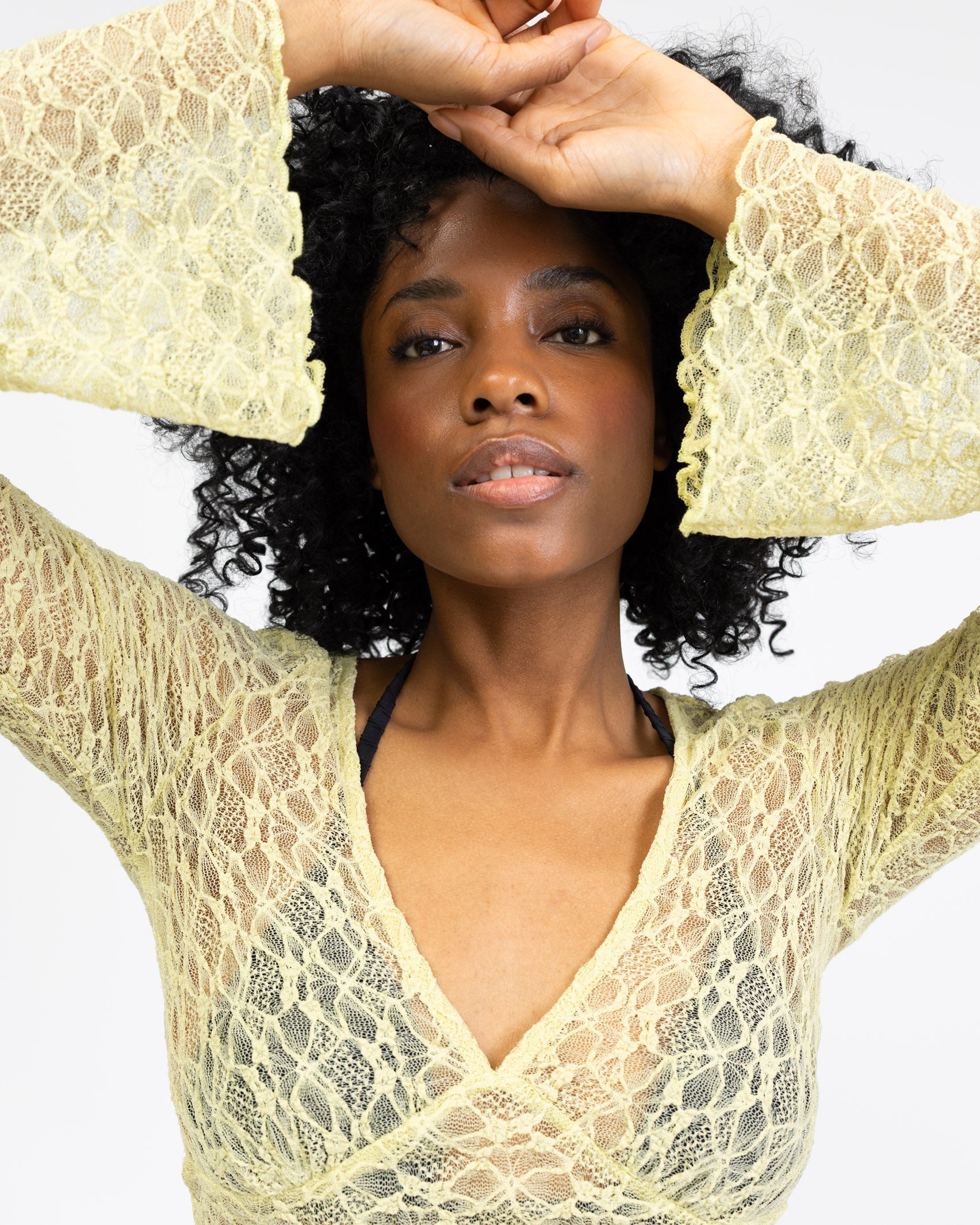 Elegantes Spitzenlangarmshirt