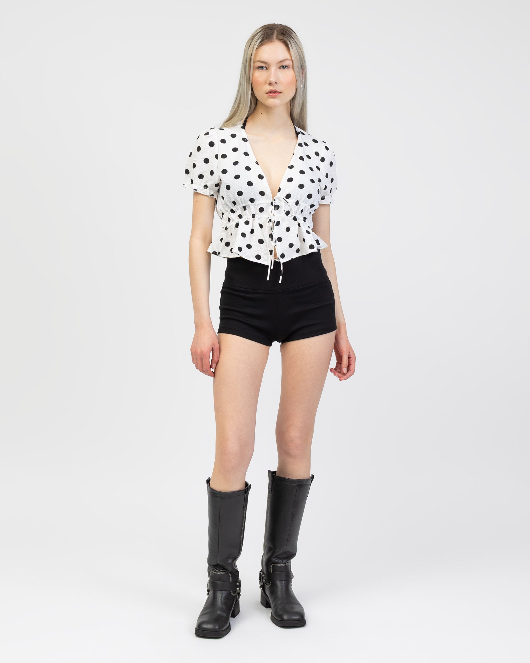 Crop Bluse mit Polkadots