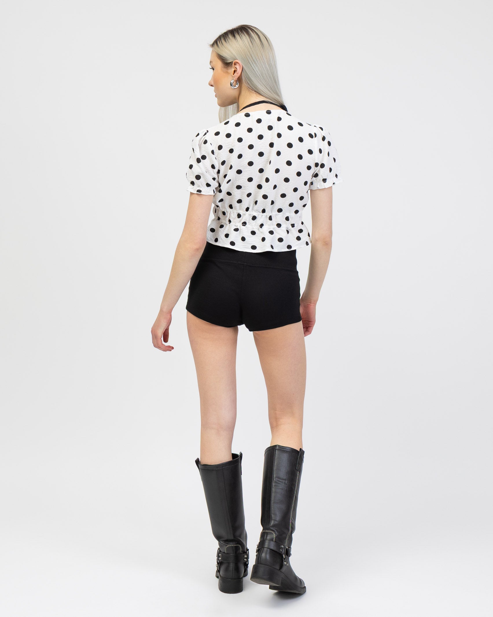 Crop Bluse mit Polkadots