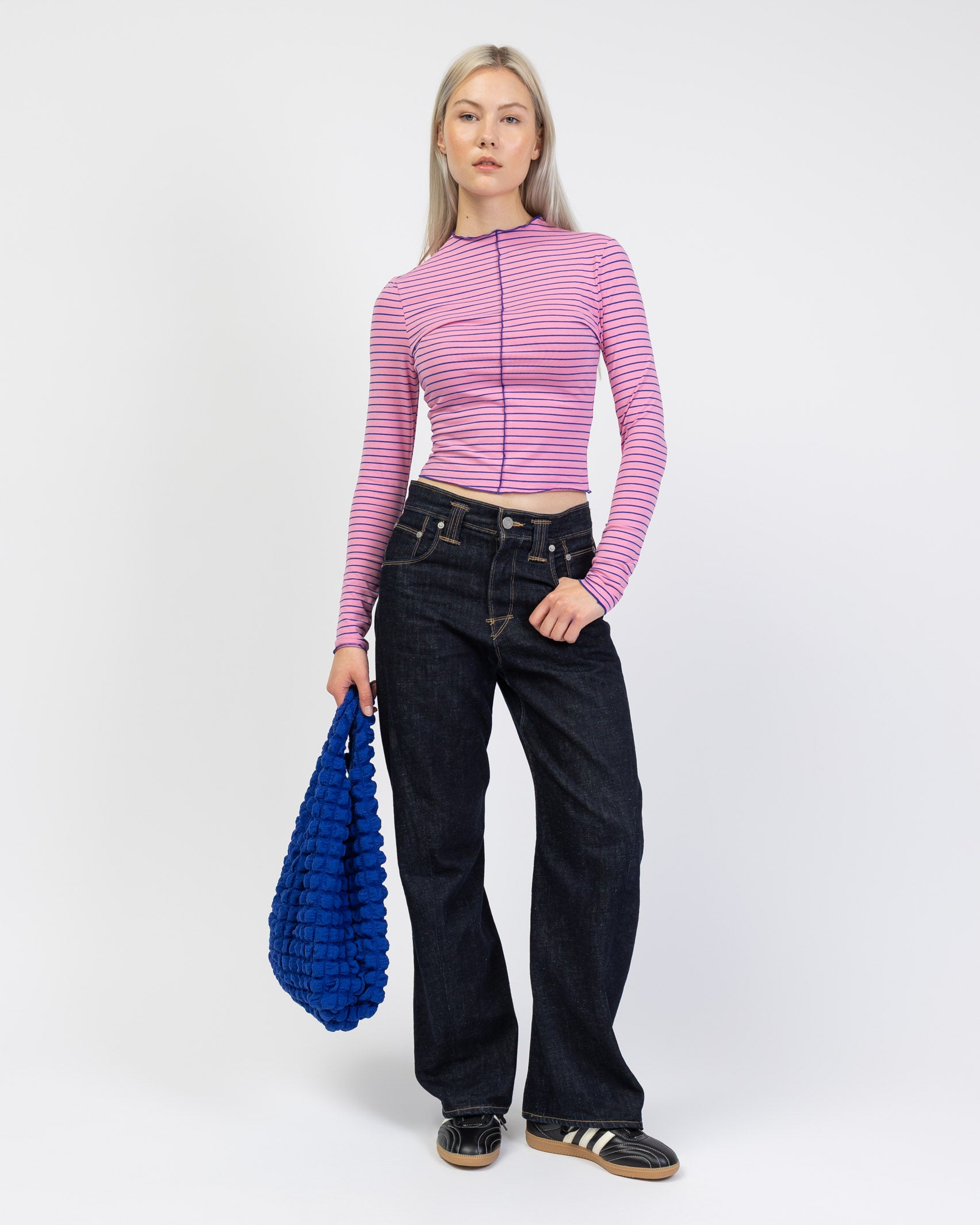 Langarmshirt mit Nahtdetails und Streifen