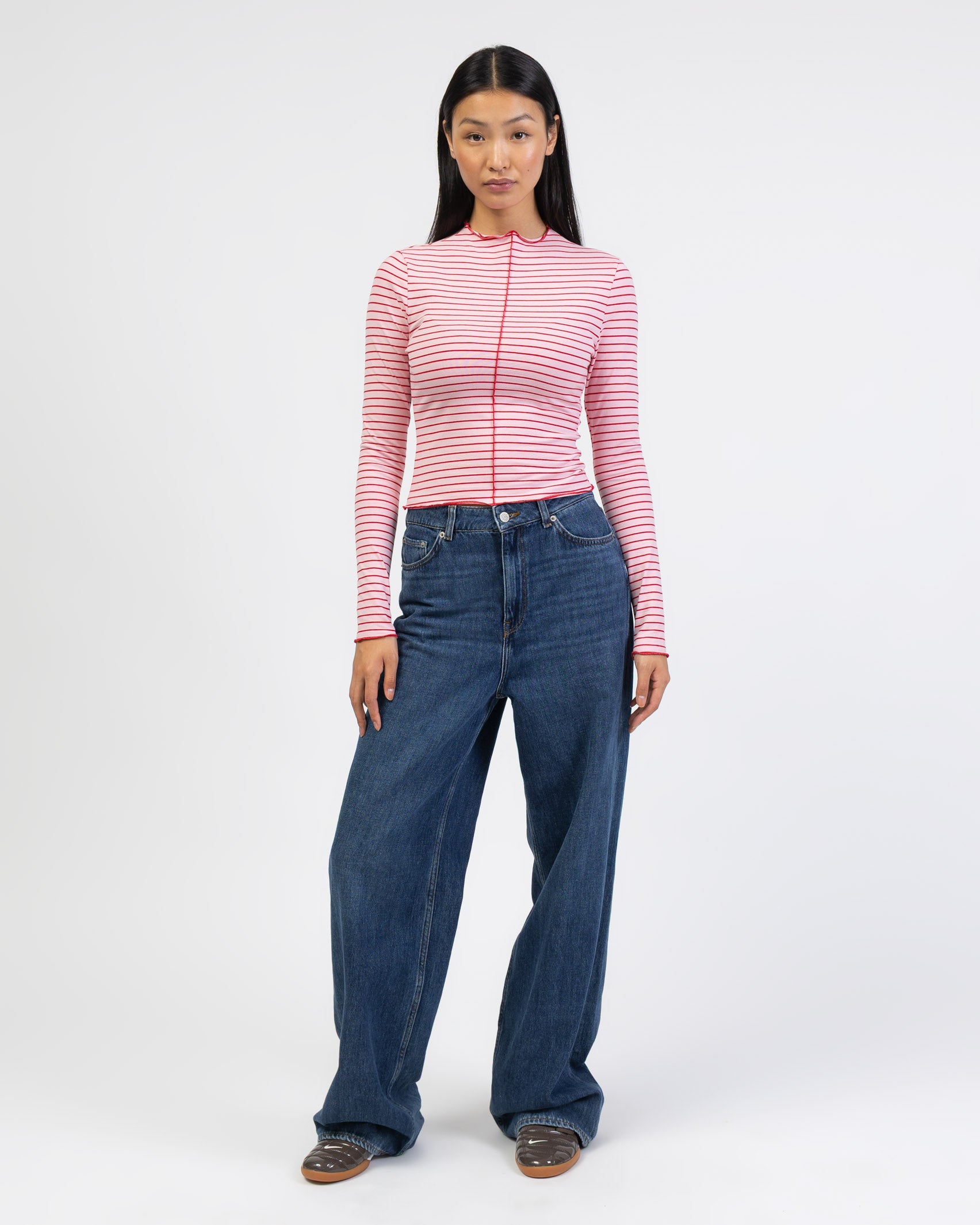 Langarmshirt mit Nahtdetails und Streifen