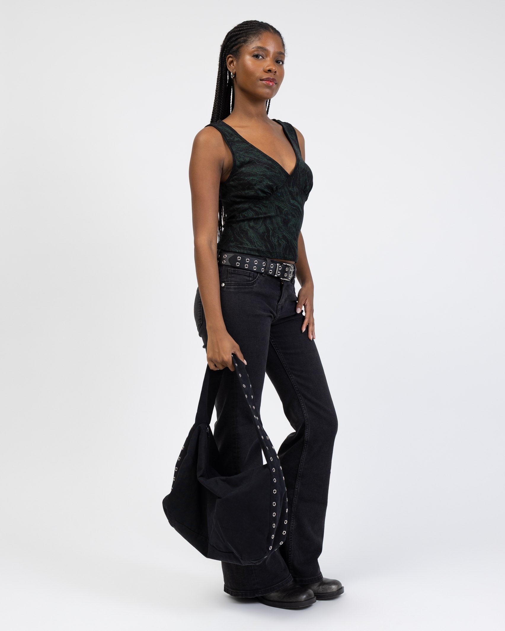 Top mit glitzerndem Marmormuster