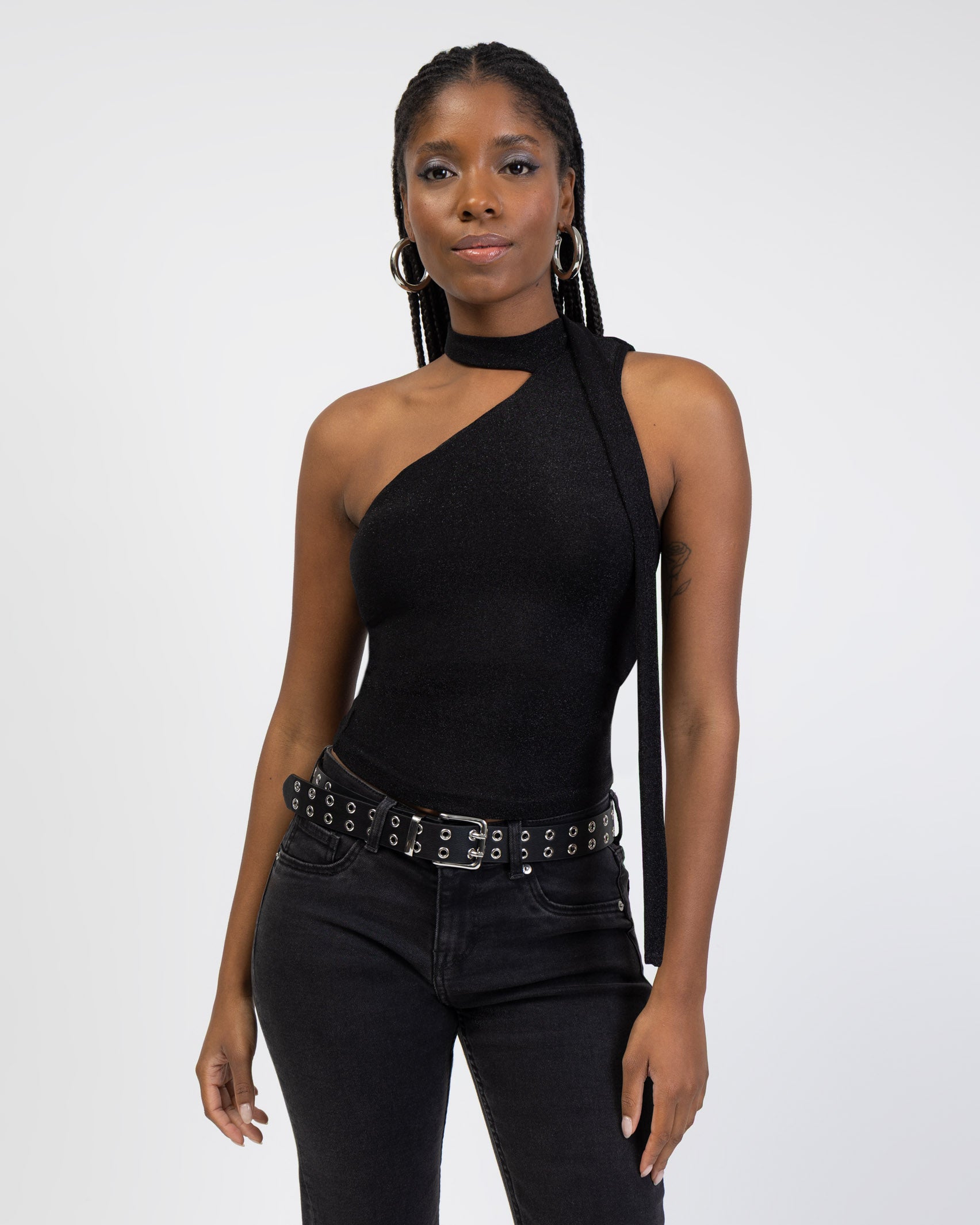 One Shoulder Top mit Schal