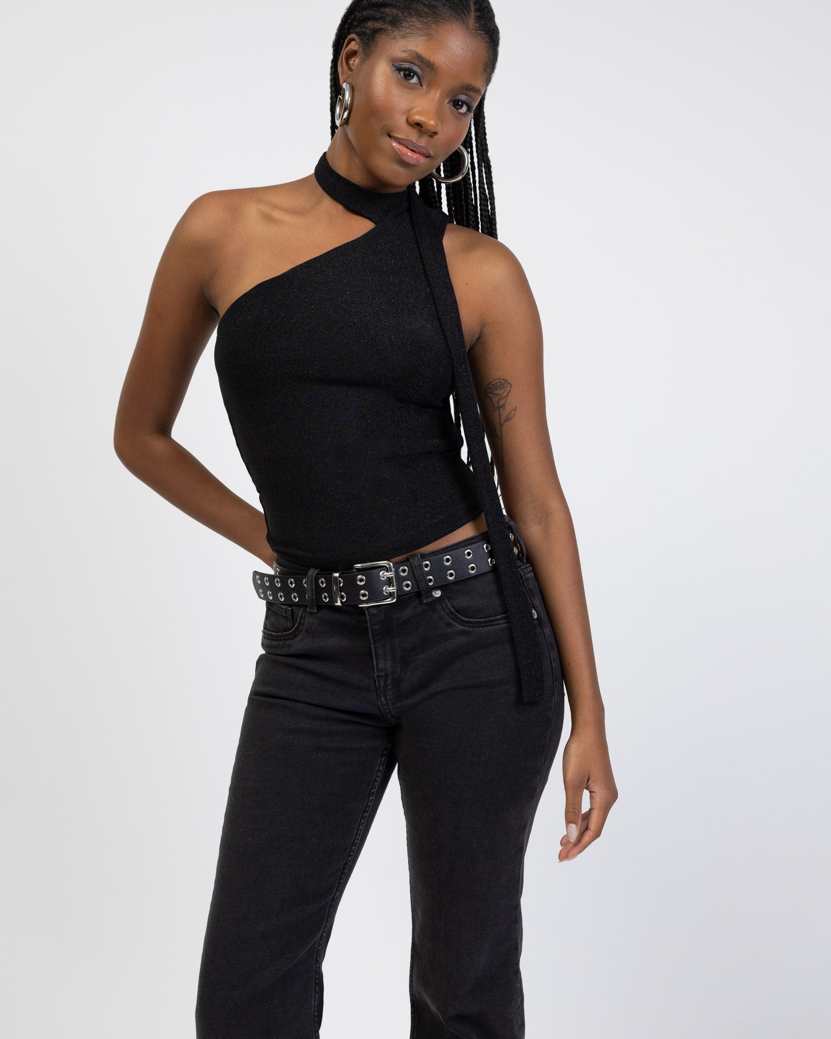 One Shoulder Top mit Schal